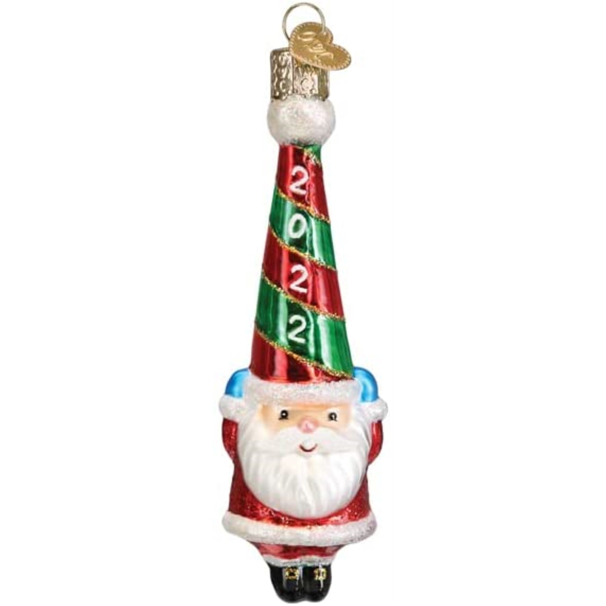 Old World Christmas Blown Glass Christmas Ornament, 2022 Happy Santa