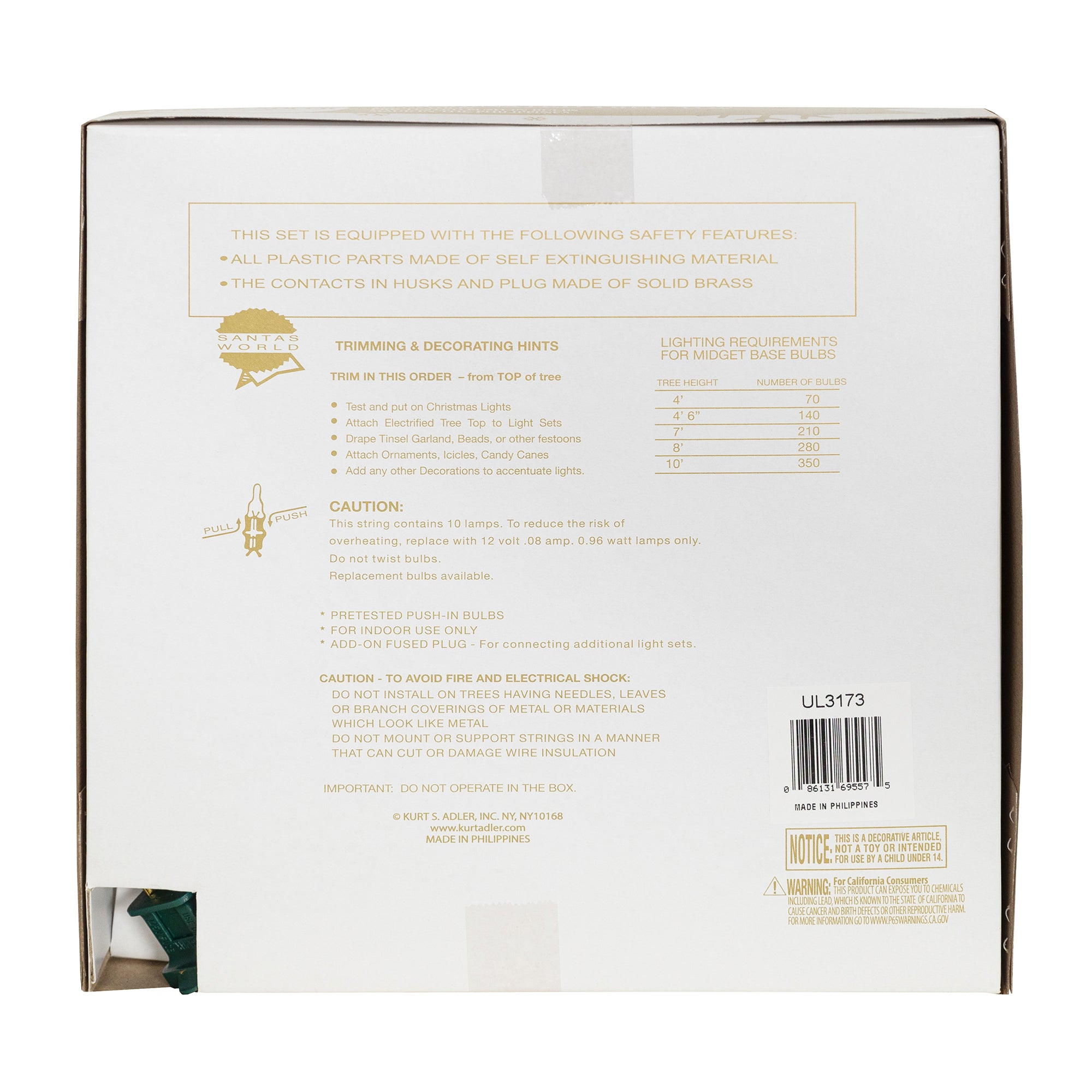 Kurt Adler 10-Light Capiz Treetop, Gold Star, 9"