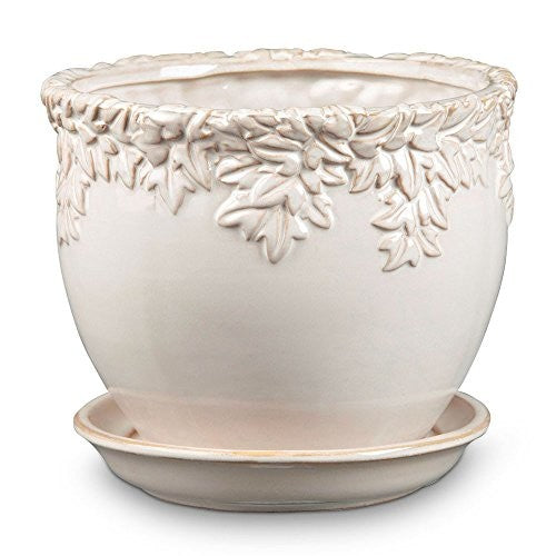 New England Pottery Ivy League Jardiniere Moonstone, 5.25
