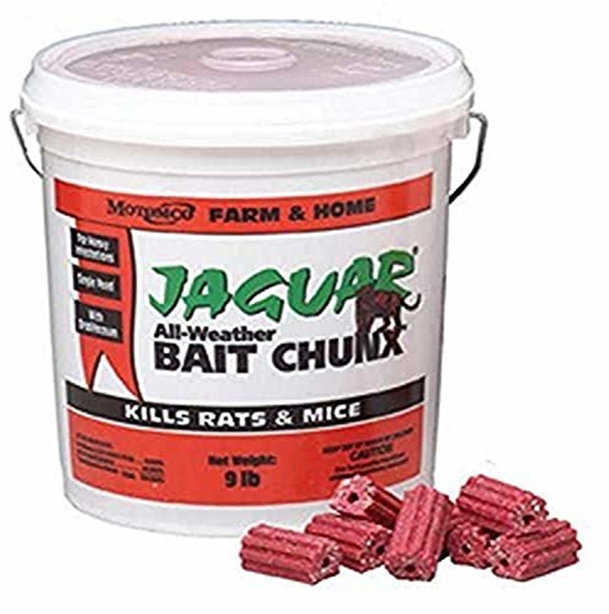 Motomco Jaguar Mouse and Rat Bait Chunx/Pail, 9-Pound