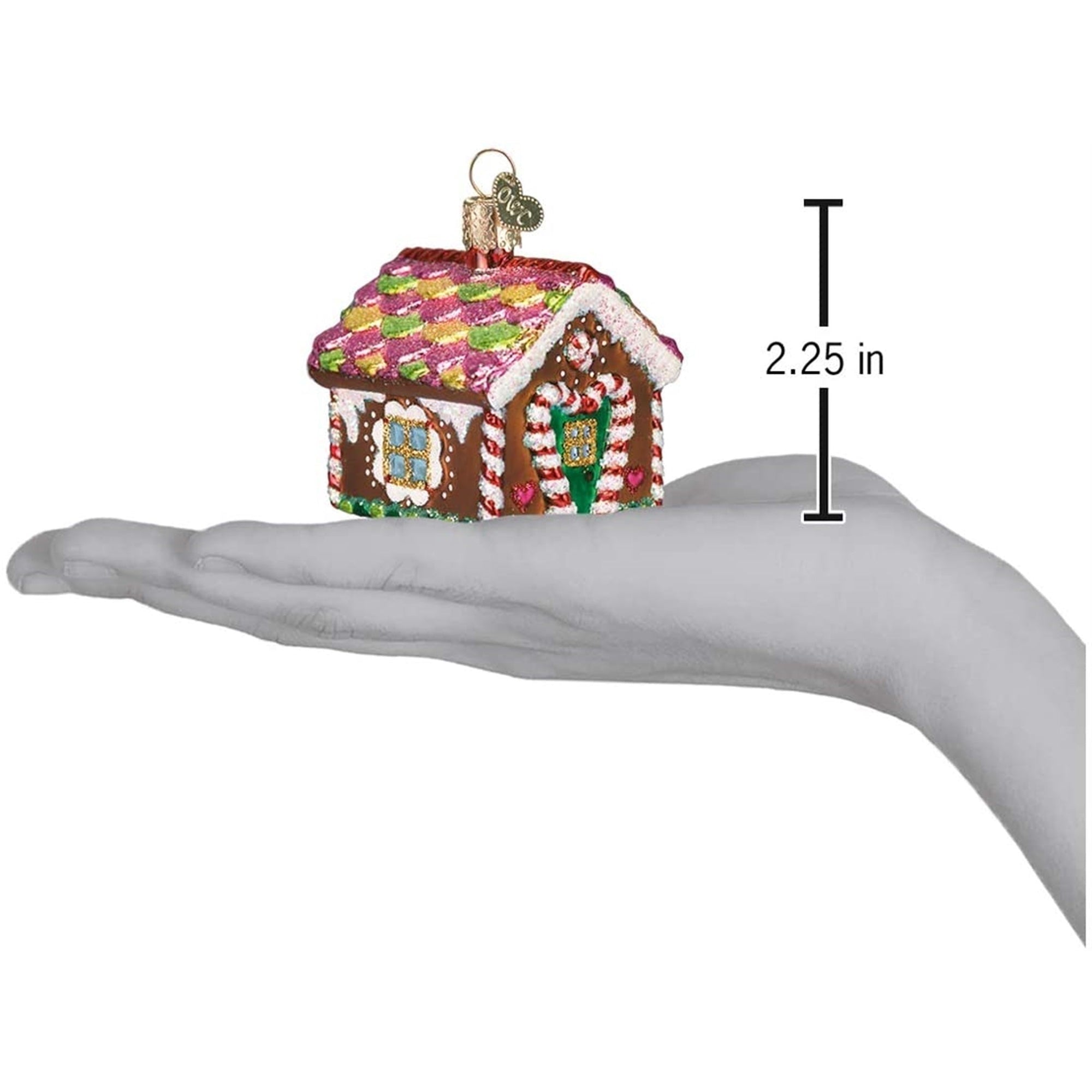 Old World Christmas Glass Blown Ornament, Gingerbread House, 3.5"