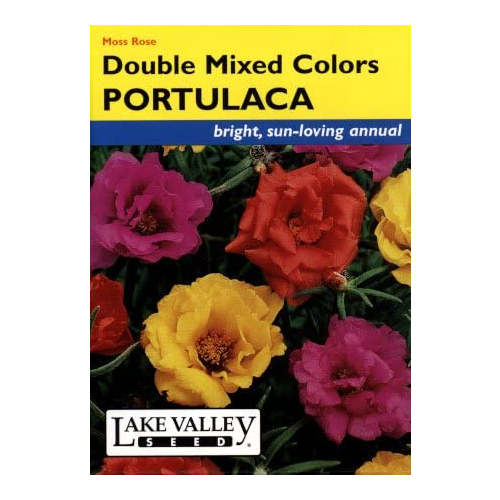 Lake Valley Seed Portulaca, Moss Rose Double Mixed Colors Heirloom, 0.2g