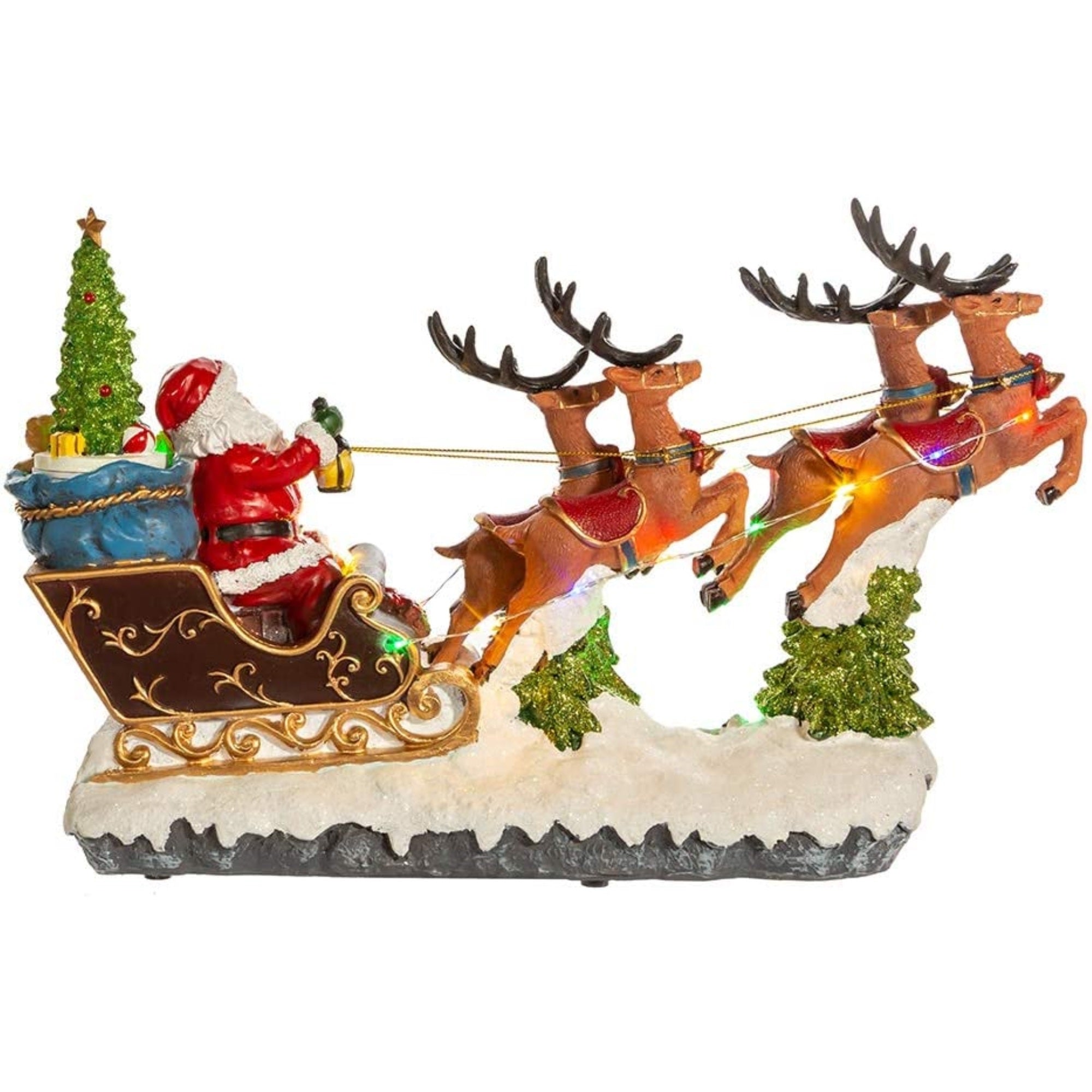 Kurt S. Adler 8.7-Inch Battery-Operated LED Musical Santa and Sleigh Table Piece