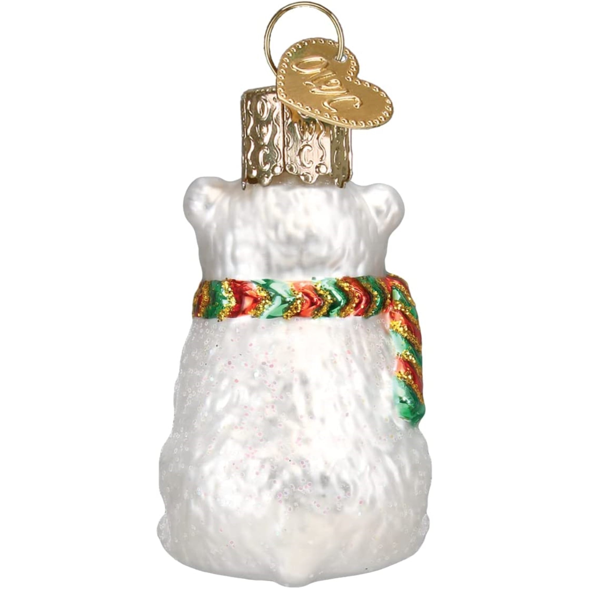 Old World Christmas Mini Glass Blown Polar Bear Ornament, 2"