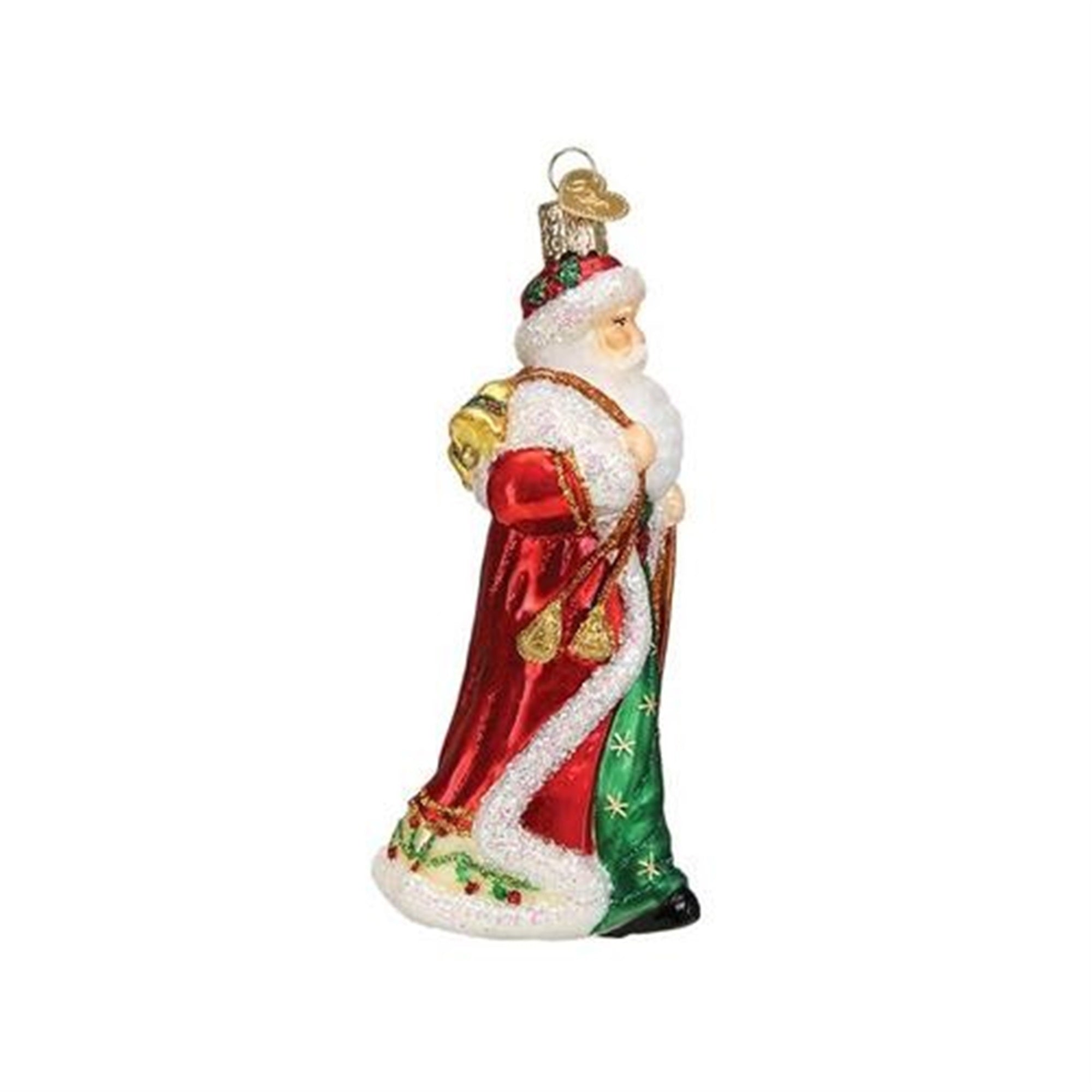 Old World Christmasm Father Christmas w/Bells Glass Blown Ornament