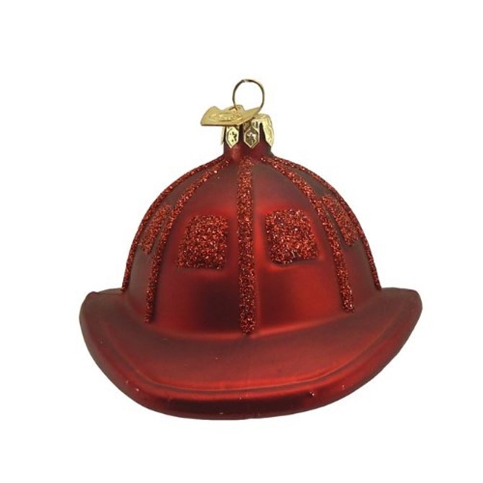 Kurt Adler Noble Gems Firefighter Helmet Hanging Glass Christmas Ornament