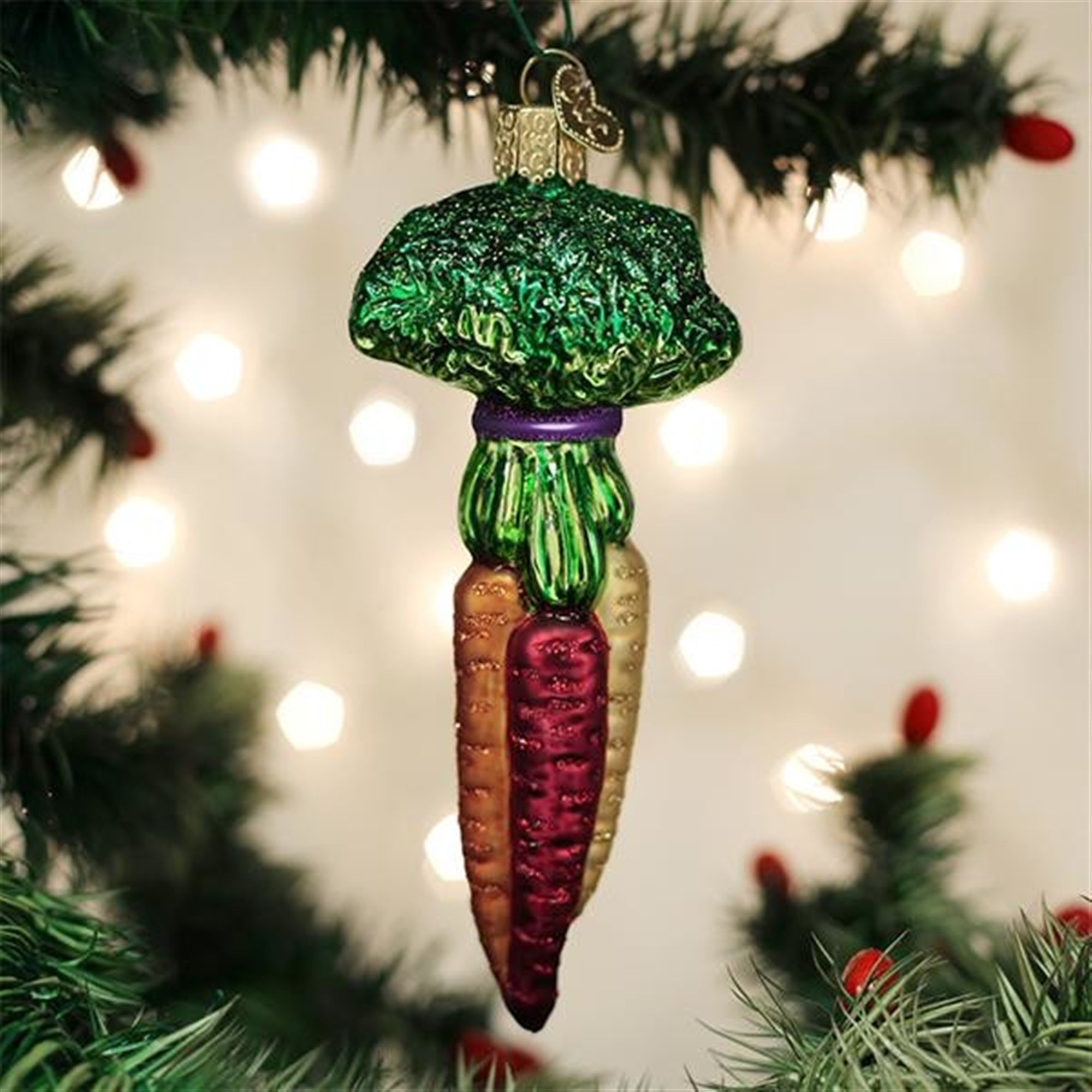 Old World Christmas Rainbow Carrots Glass Tree Ornament