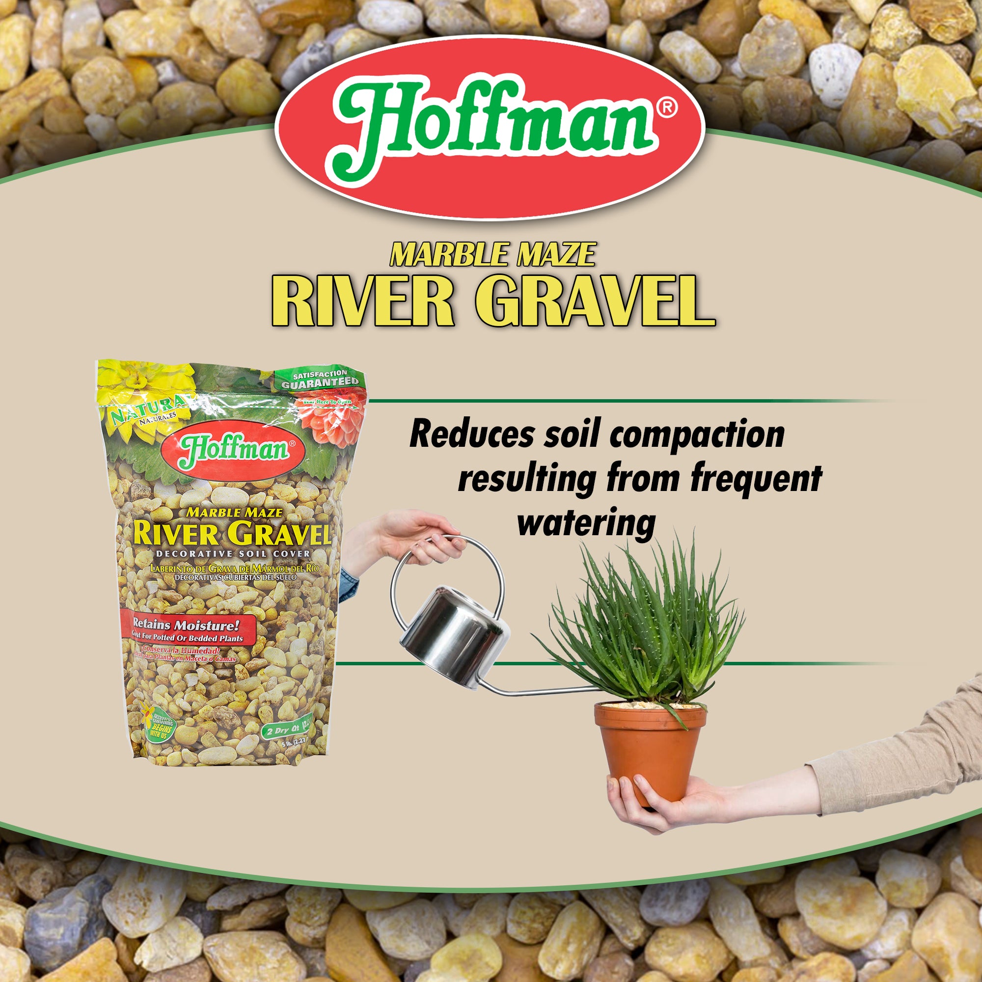 Hoffman Natural Marble Maze River Gravel Decorative Soil Cover, 2 Quarts