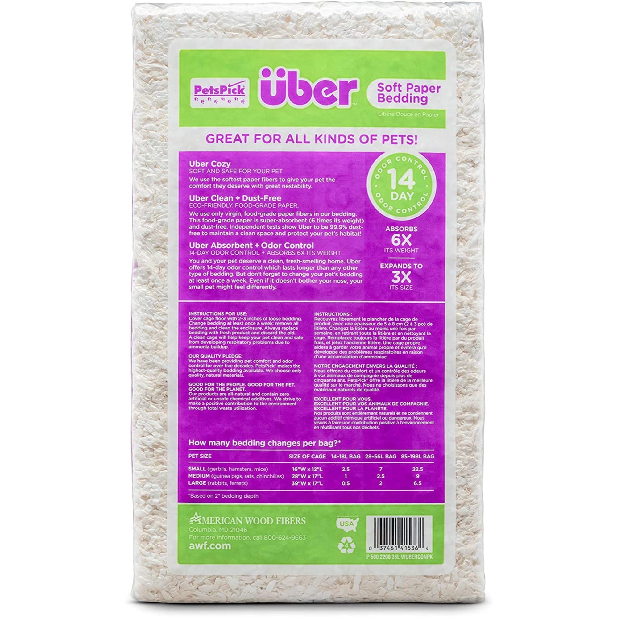 PetsPick Uber Soft Paper Pet Bedding for Small Animals, Natural 36L