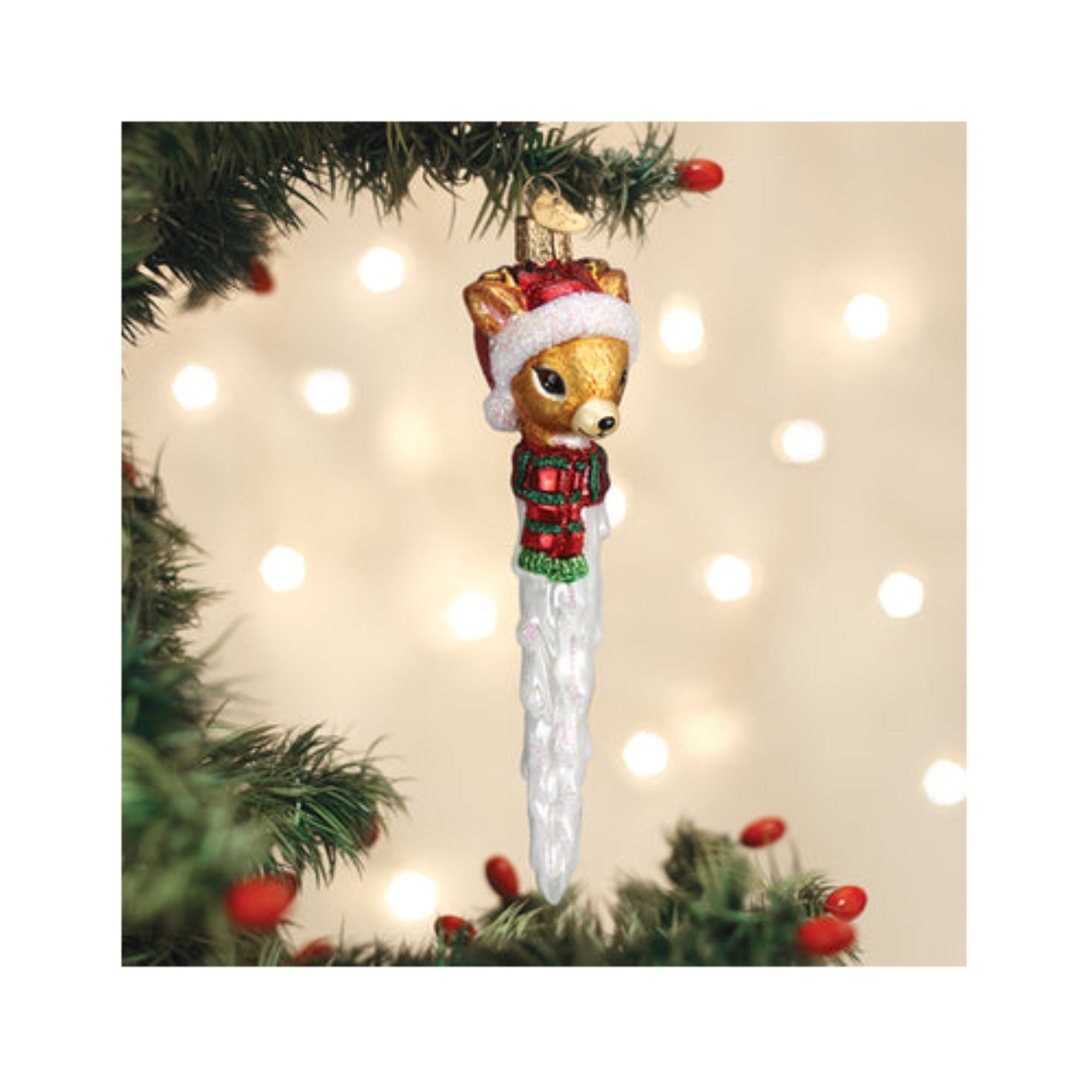 Old World Christmas Reindeer Icicle Blown Glass Holiday Ornament For Tree