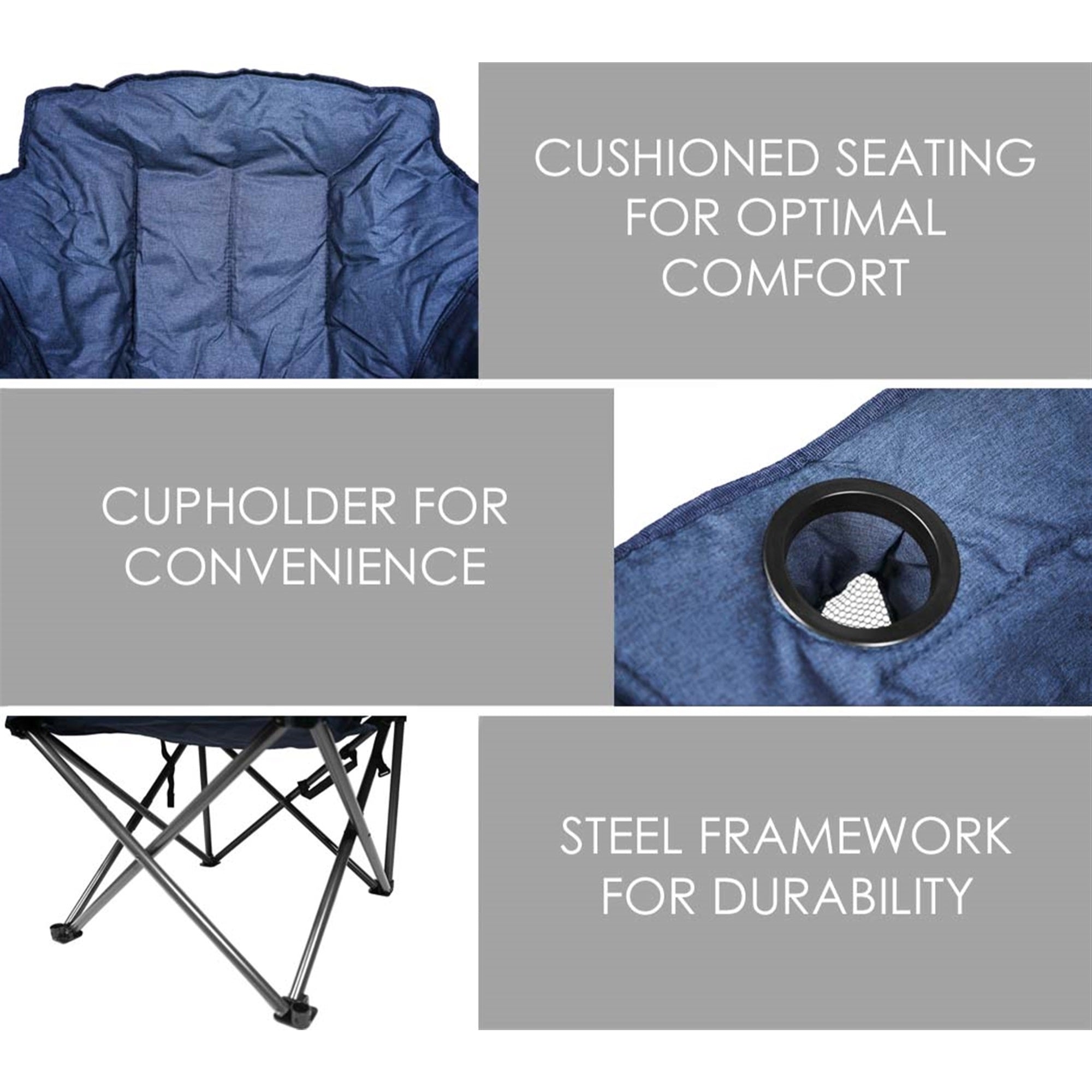 Zenithen Limited Alternative Club Portable Folding Outdoor Camping Chair, Navy Blue