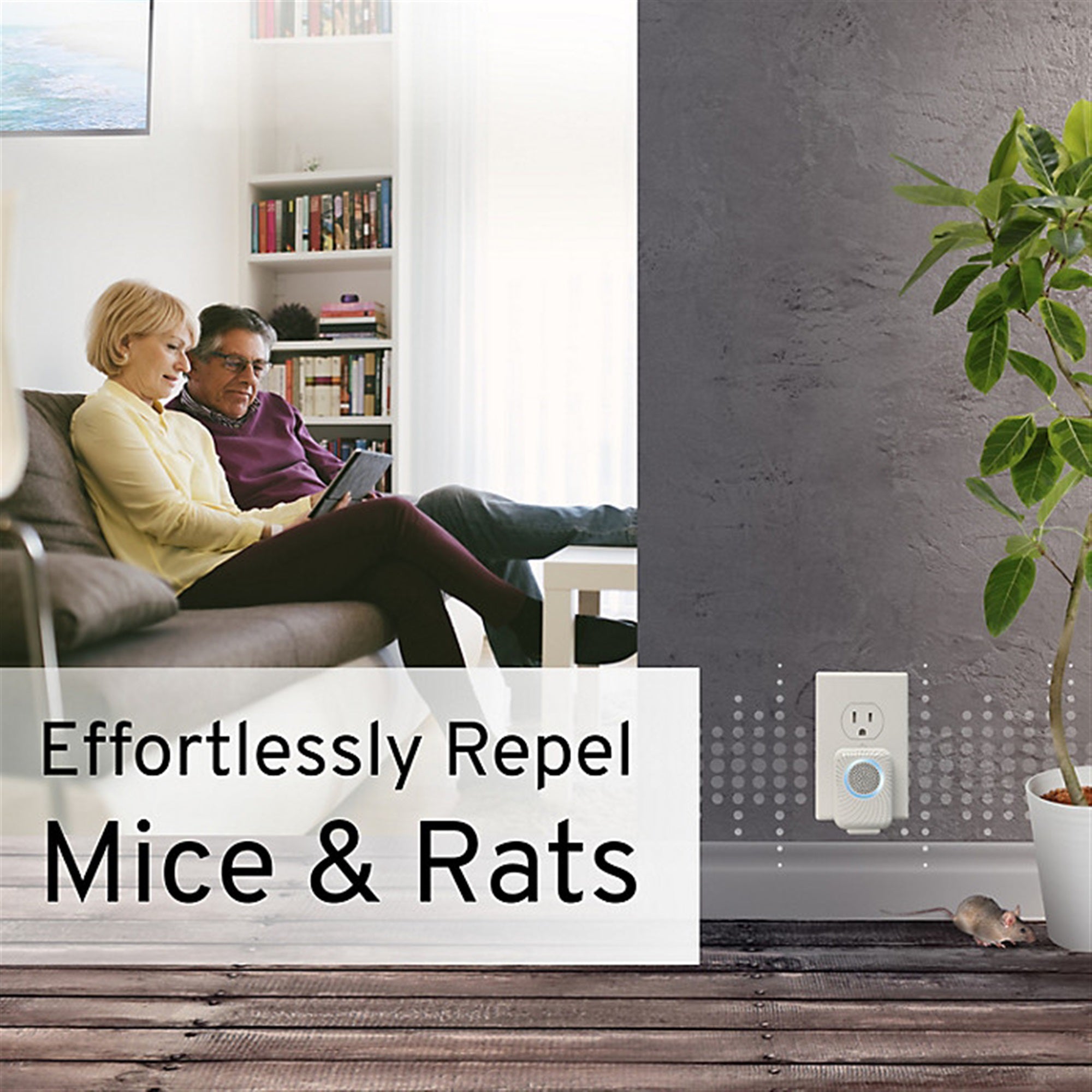 Victor PestChaser Rodent Repellent w/ Nightlight & Extra Outlet, White