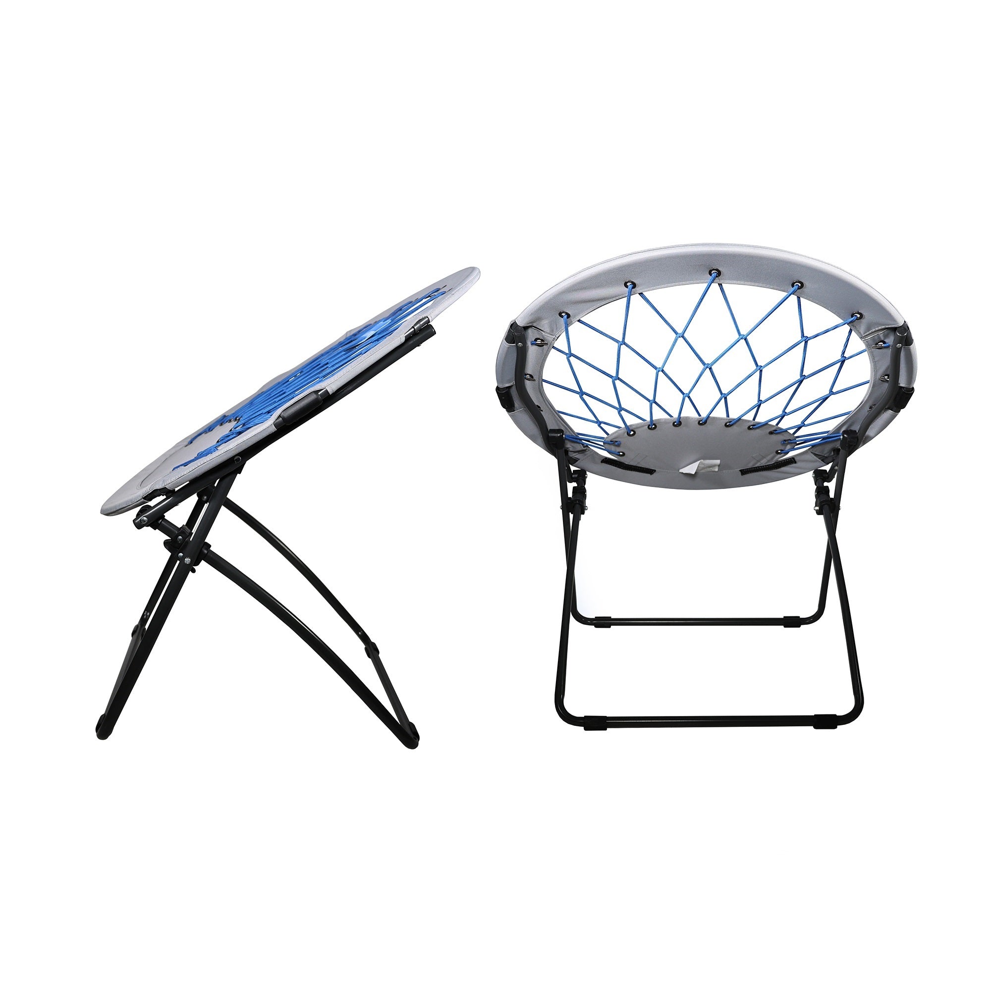 Zenithen Indoor Bungee Round Folding Dish Saucer Chair For Bedroom, Kids, Dorm Room, Cobalt Blue