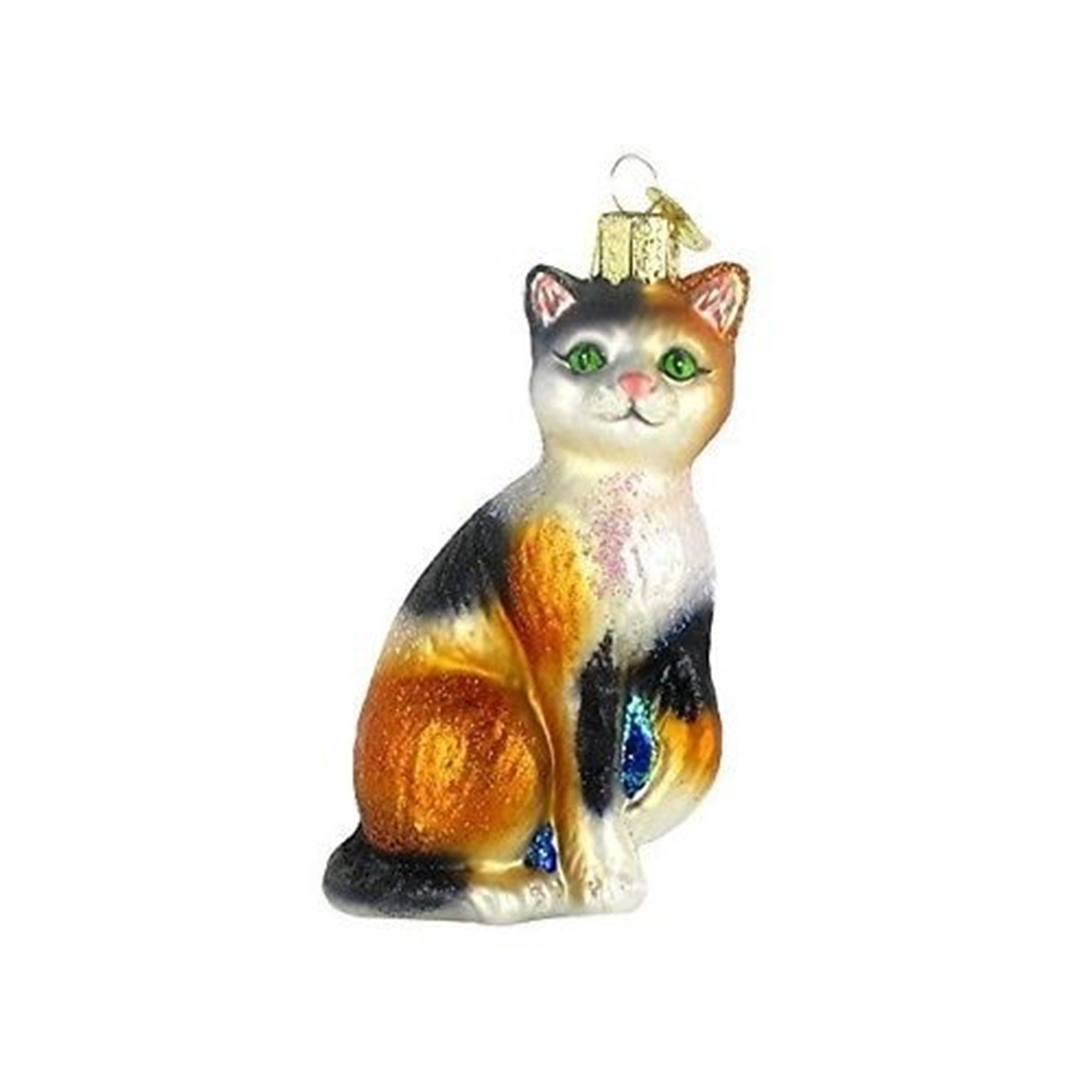 Old World Christmas Glass Blown Calico Cat Ornament