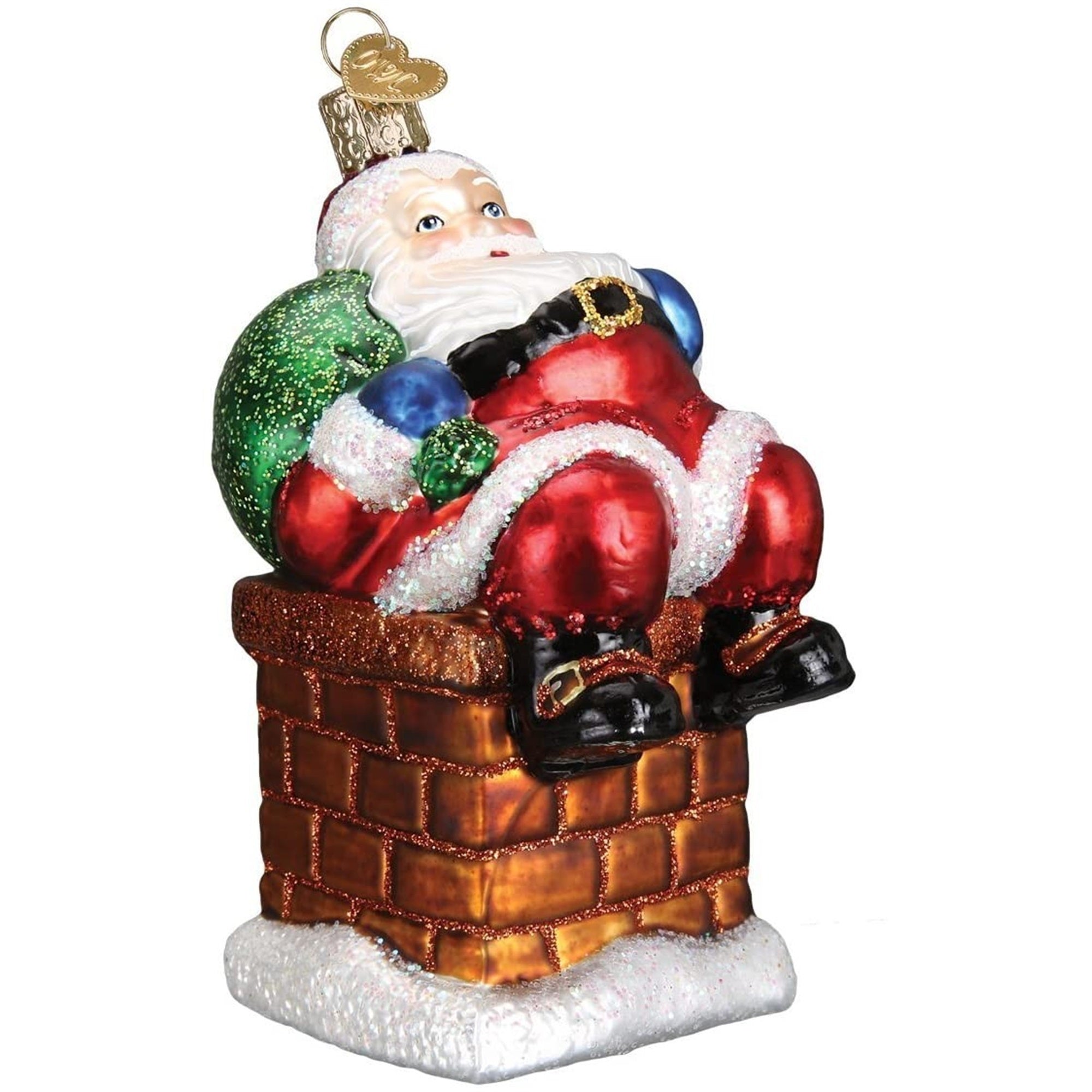 Old World Christmas Glass Blown Chimney Stop Santa Ornament