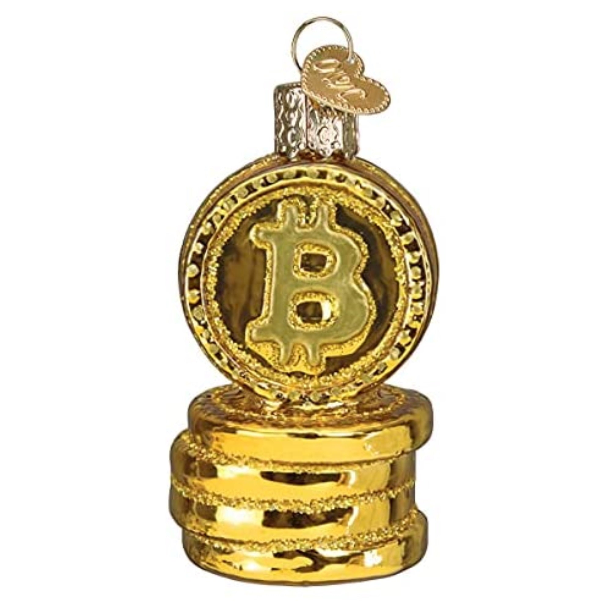 Old World Christmas Blown Glass Christmas Ornament, Bitcoin