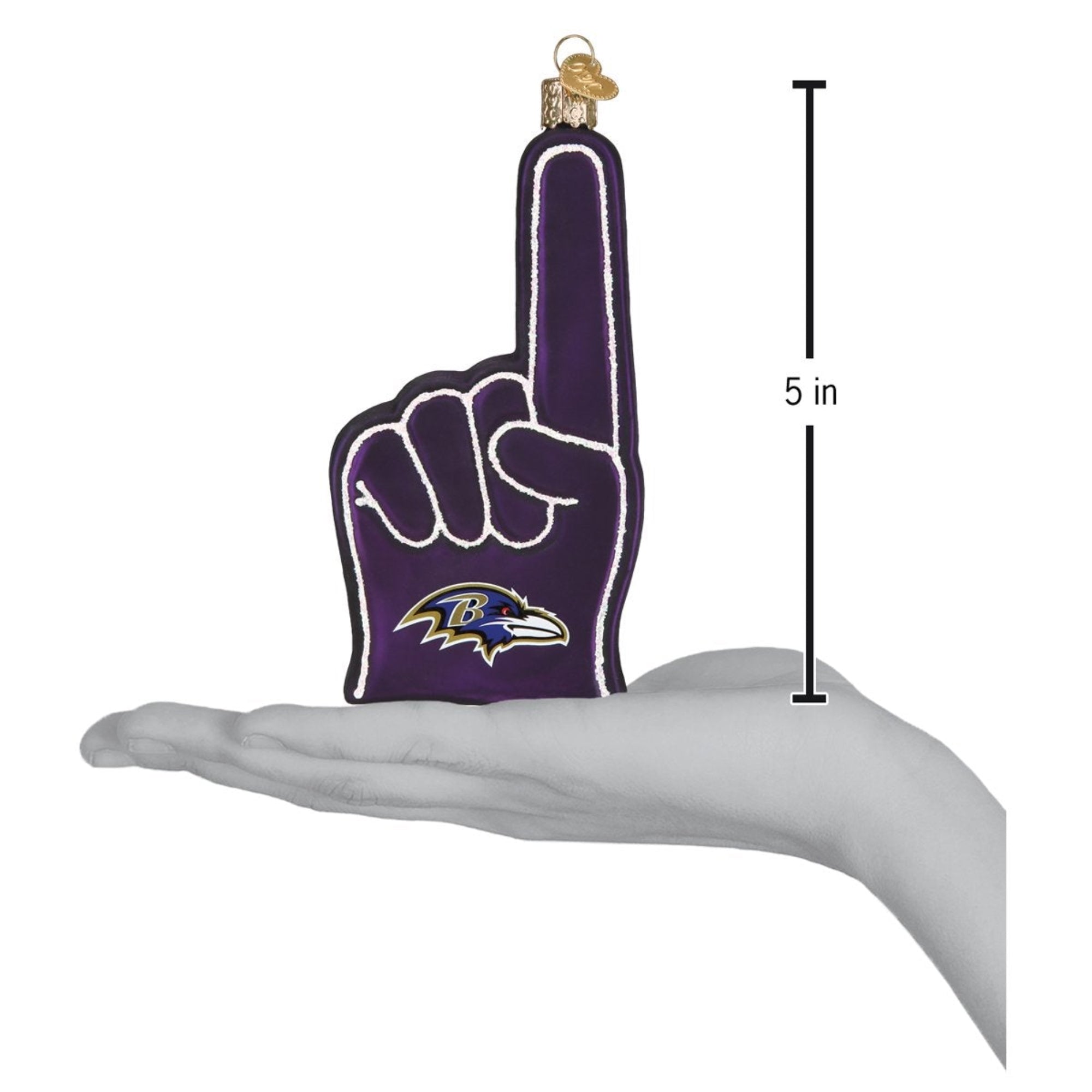 Old World Christmas Blown Glass Ornament for Christmas Tree, Baltimore Ravens Foam Finger