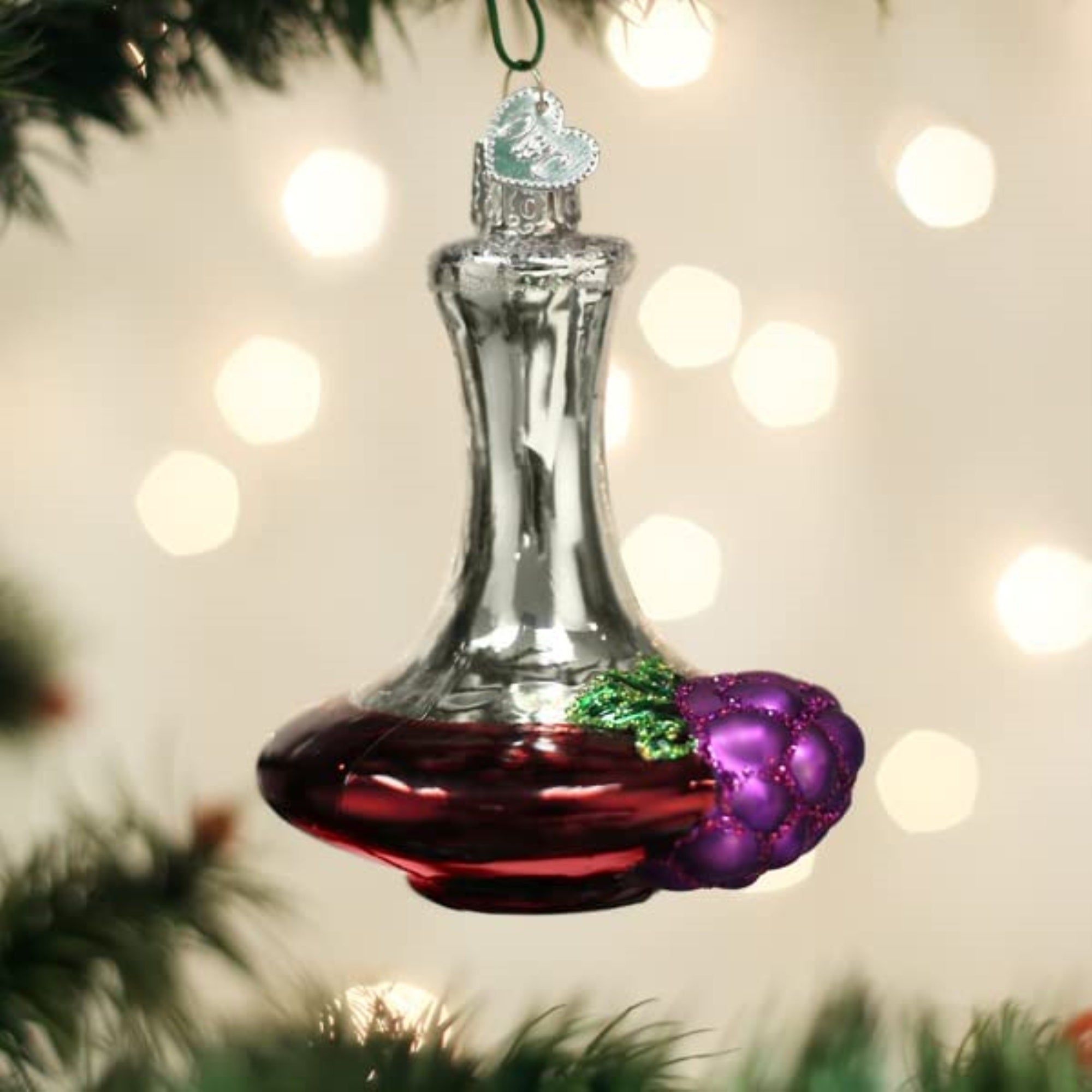 Old World Christmas Blown Glass Ornament for Christmas Tree, Wine Decanter