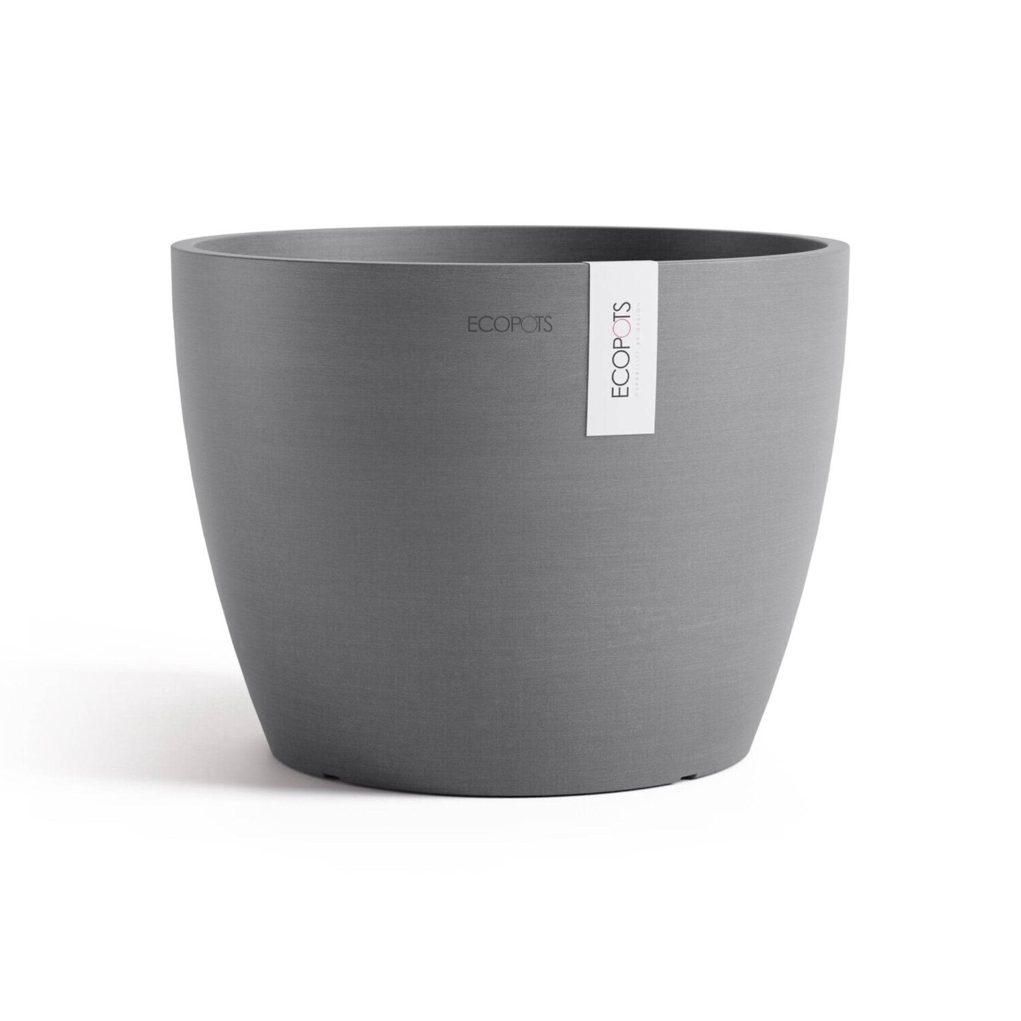 EcoPots Stockholm Durable Indoor/Outdoor Modern Round Recycled Plastic Planter Flower Pot