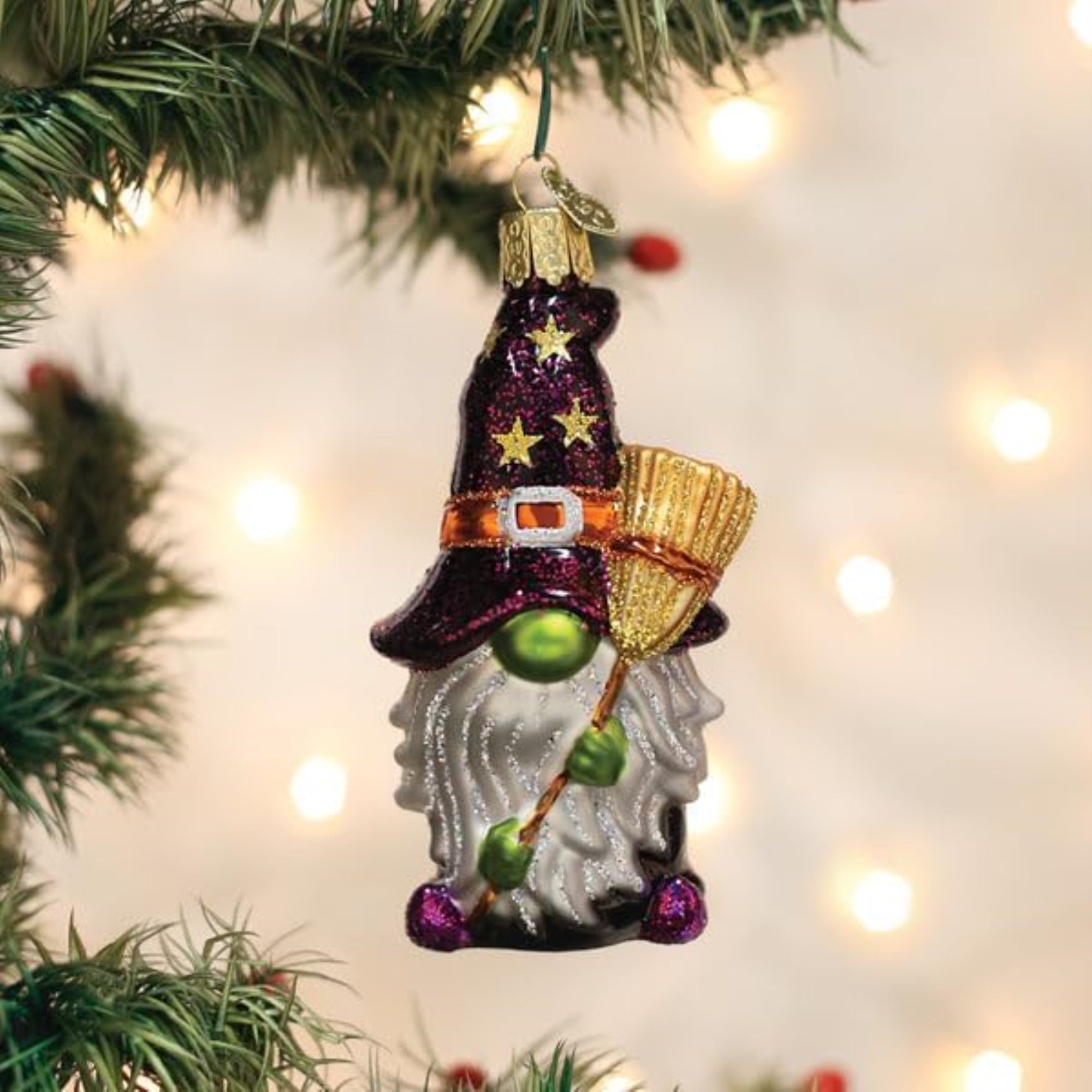 Old World Christmas Blown Glass Ornament for Christmas Tree, Witch Gnome (with OWC Gift Box)