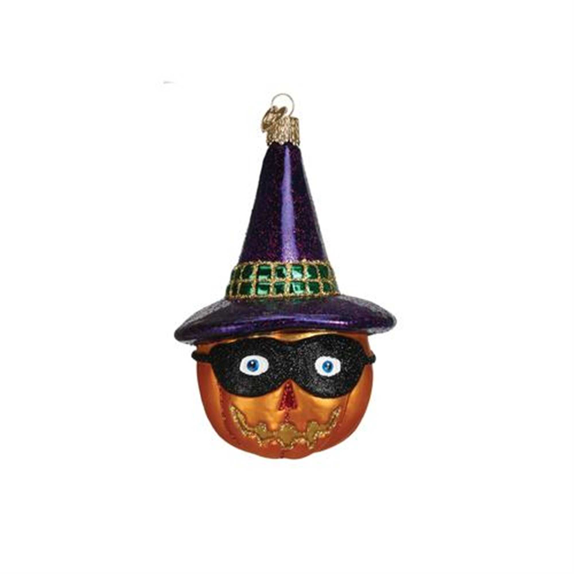 Old World Christmas Glass Blown Ornaments (#26063) Masked Jack O'Lantern, Assorted (2 Pack)