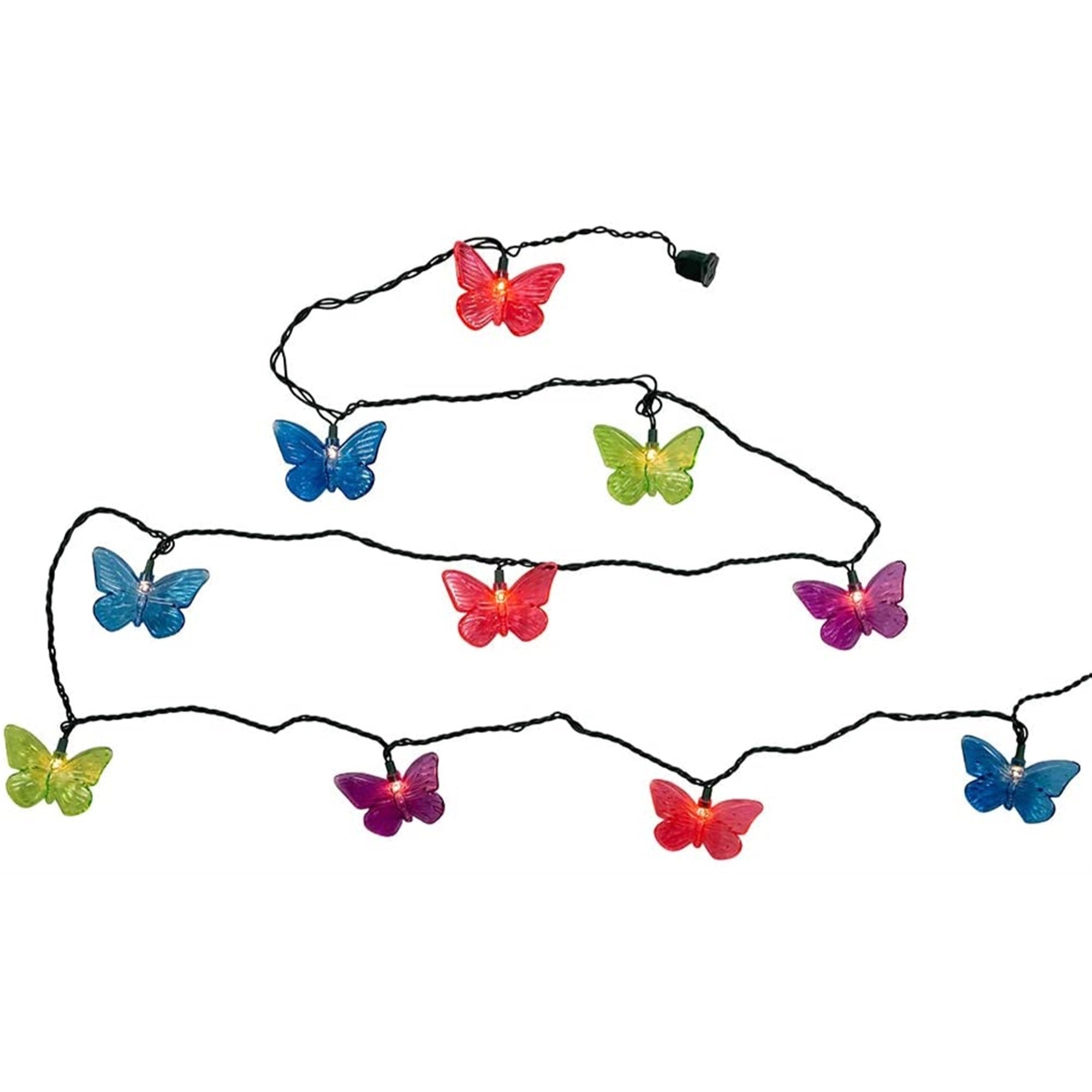 Kurt Adler Indoor/Outdoor String 10-Light Set, Multicolor Butterfly Light, 11.5'