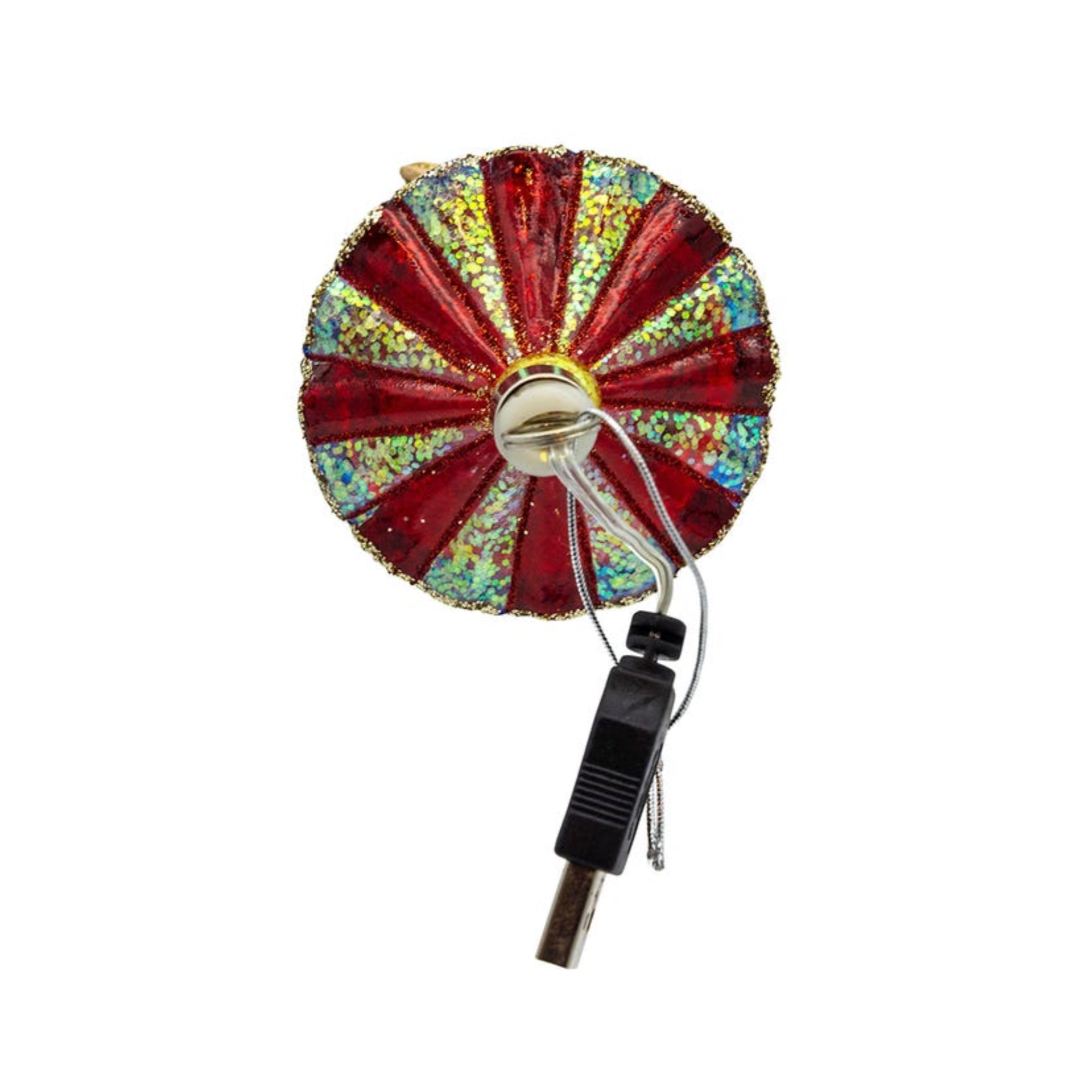 Kurt Adler Pre-lit Hanging Glass Ornament, Warm White LED's, USB-Powered Carousel