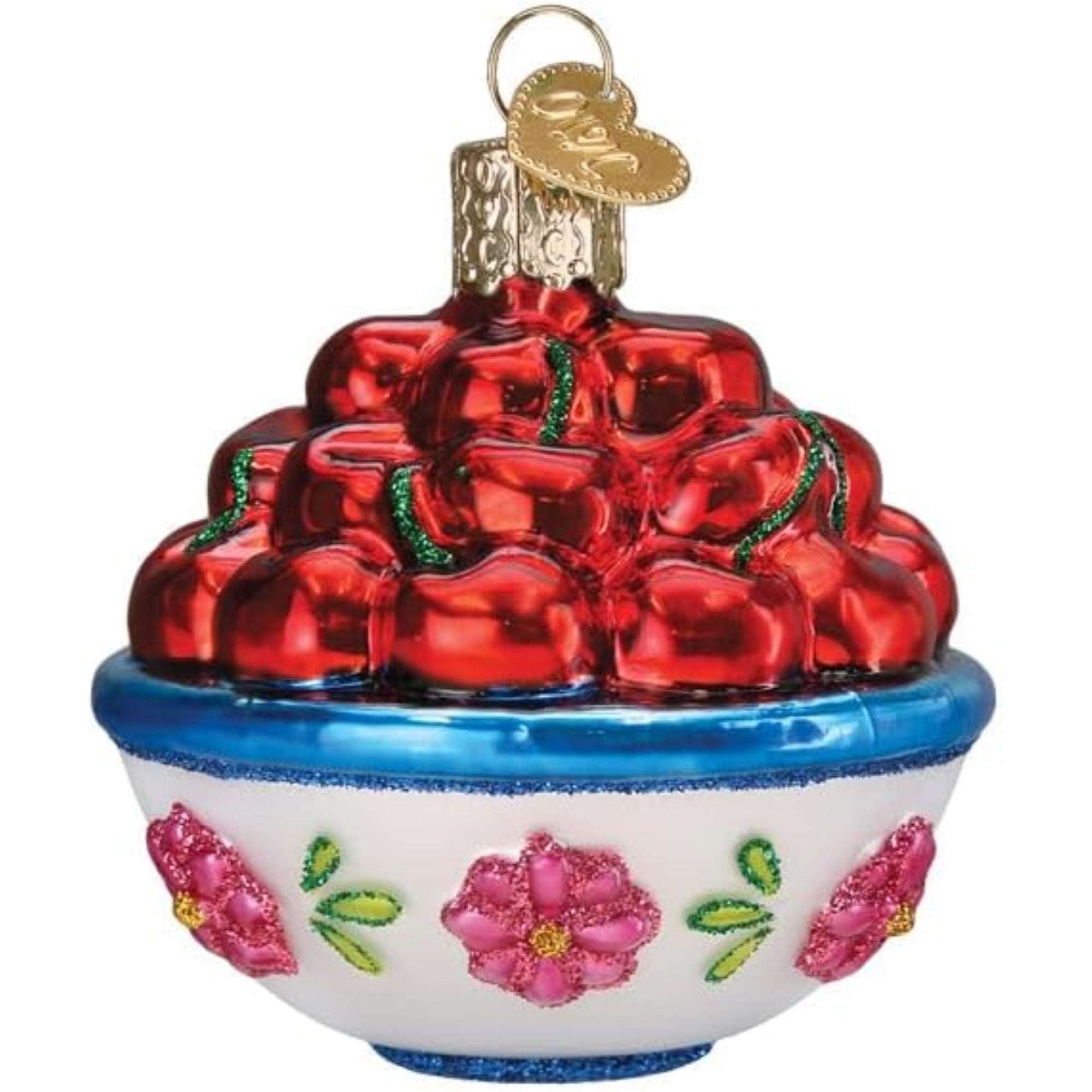 Old World Christmas Blown Glass Ornament for Christmas Tree, Bowl Of Cherries (with OWC Gift Box)