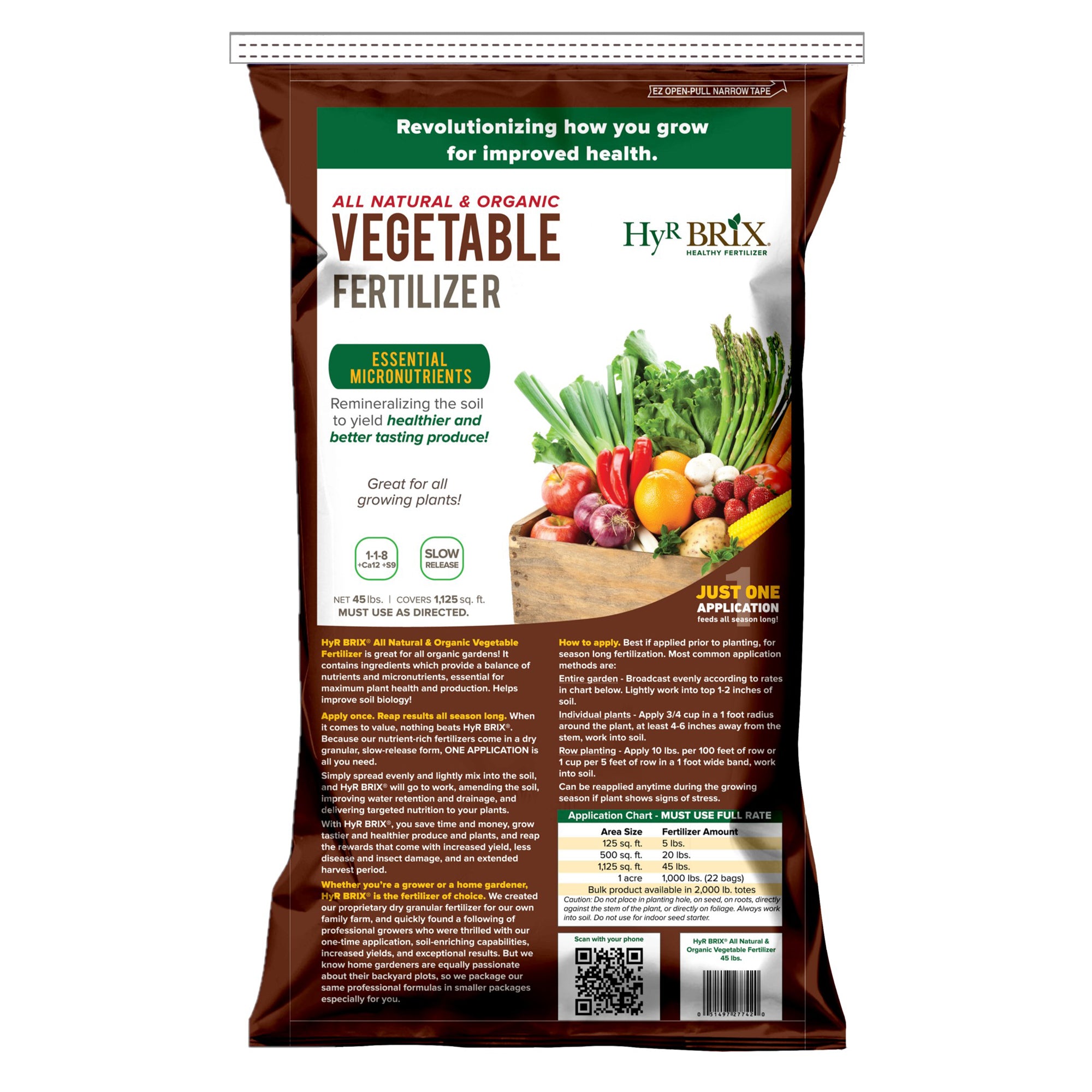 HyR BRIX All Natural & Organic 1-1-8 Vegetable Garden Fertilizer