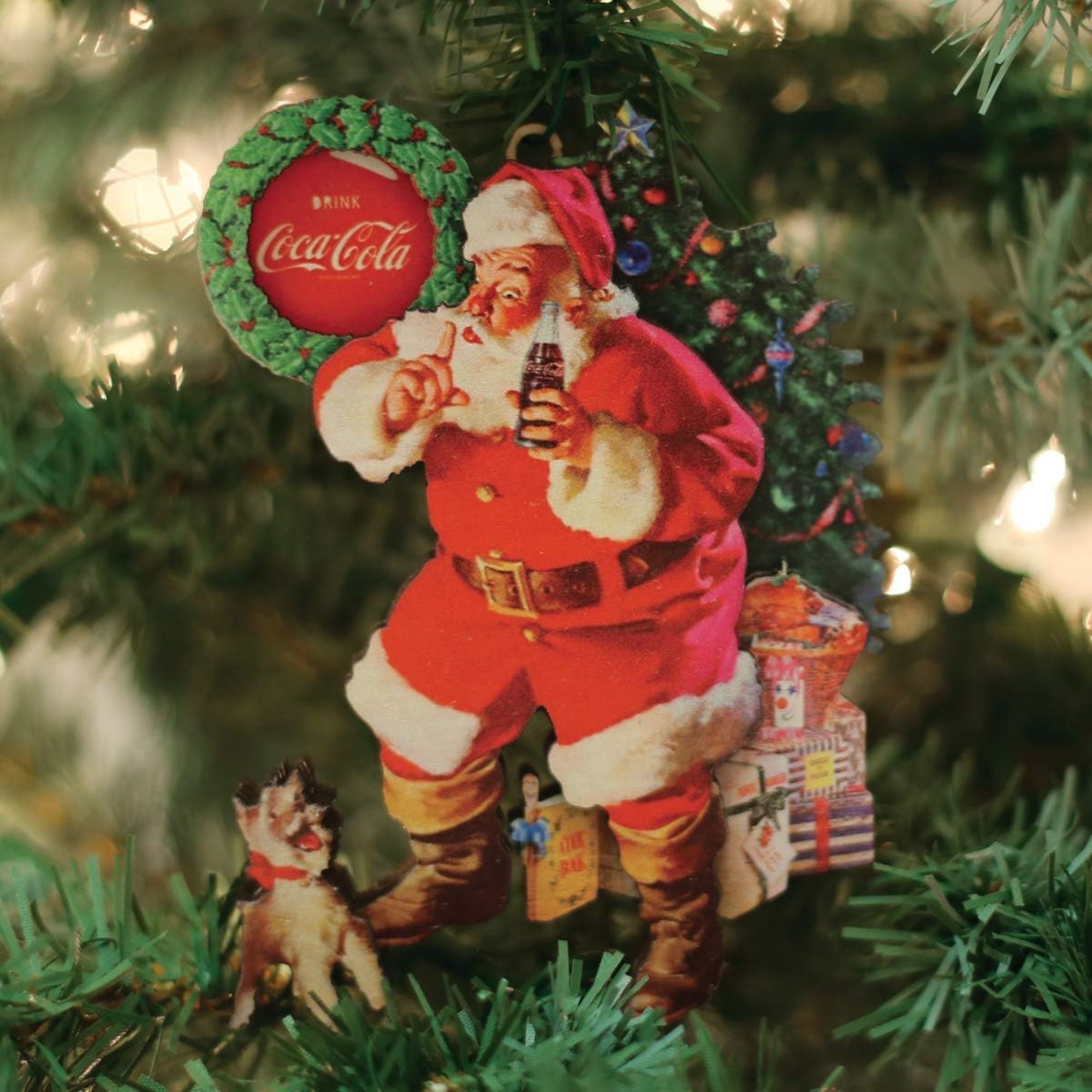 Old World Christmas Ginger Cottage Wooden Ornament for Christmas Tree, Coca-Cola Shhhhhhhh