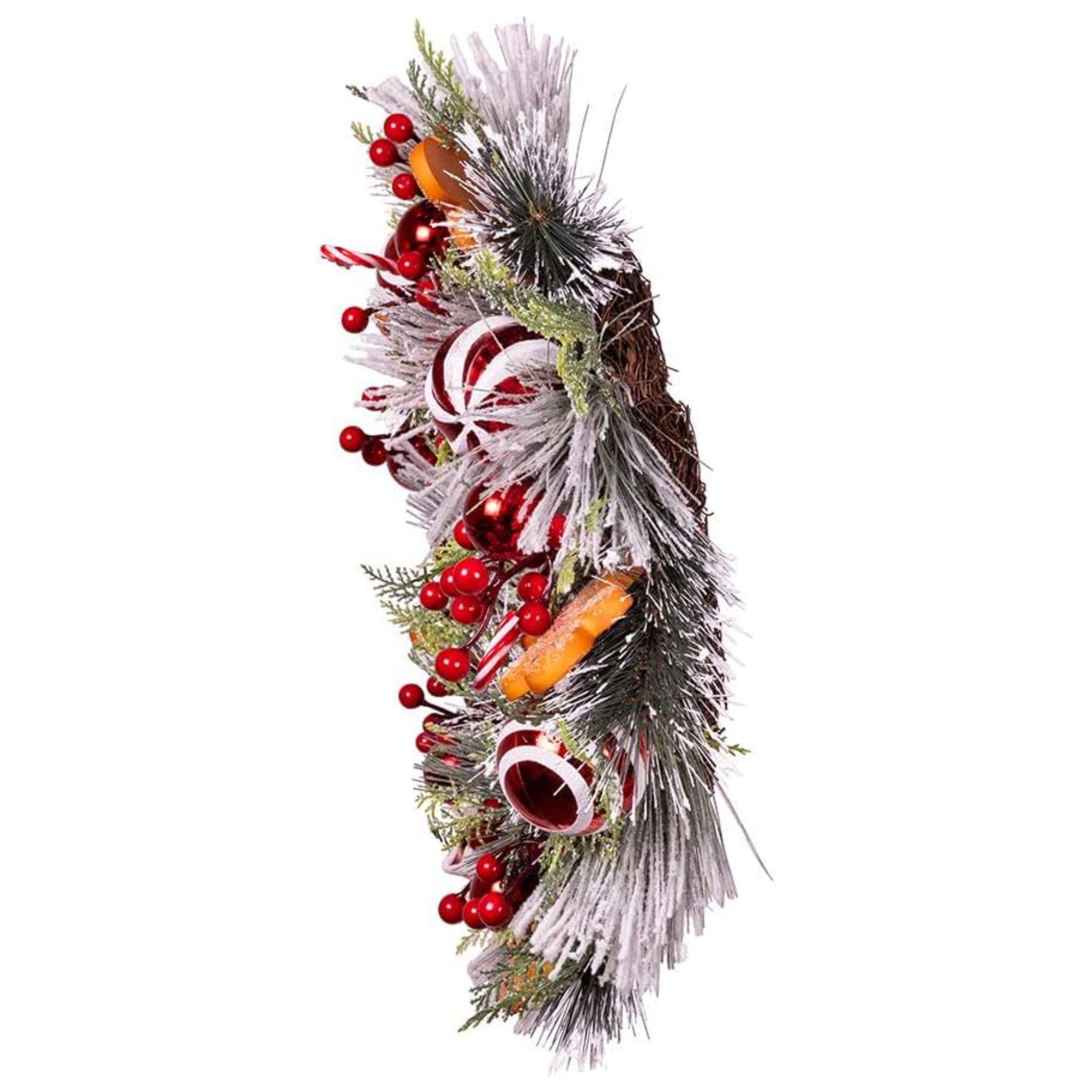 Kurt Adler Un-Lit Gingerbread Flocked Wreath, 20in