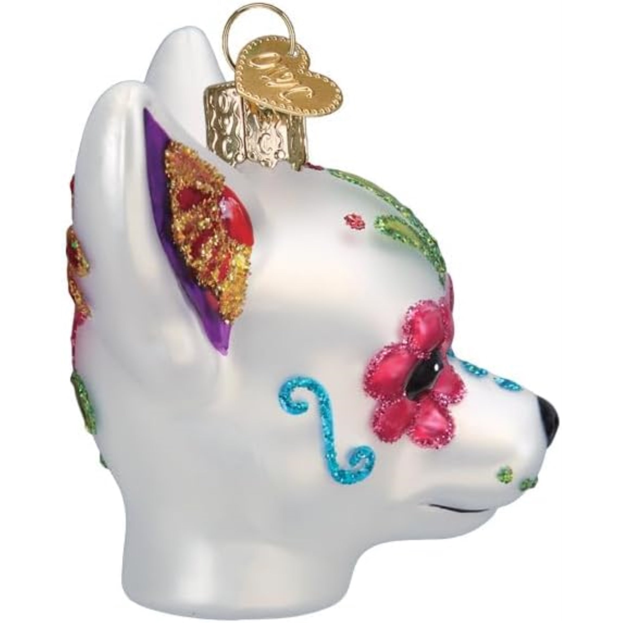 Old World Christmas Blown Glass Ornament for Christmas Tree, Dia De Los Muertos Dog (with OWC Gift Box)