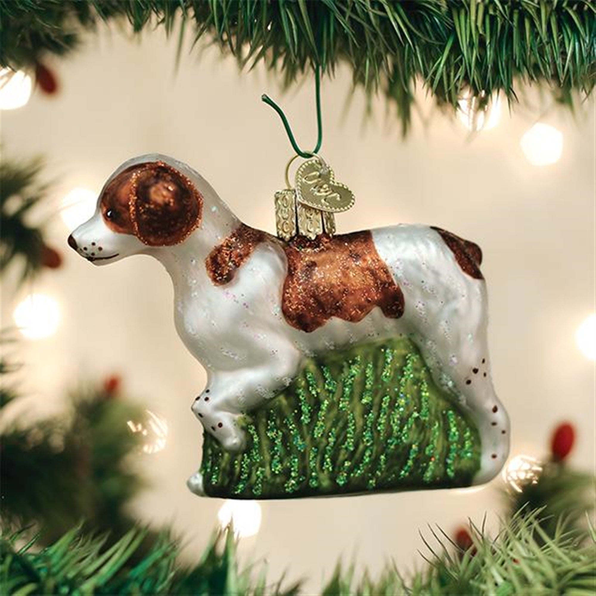 Old World Christmas Blown Glass Ornament for Christmas Tree, Brittany Spaniel