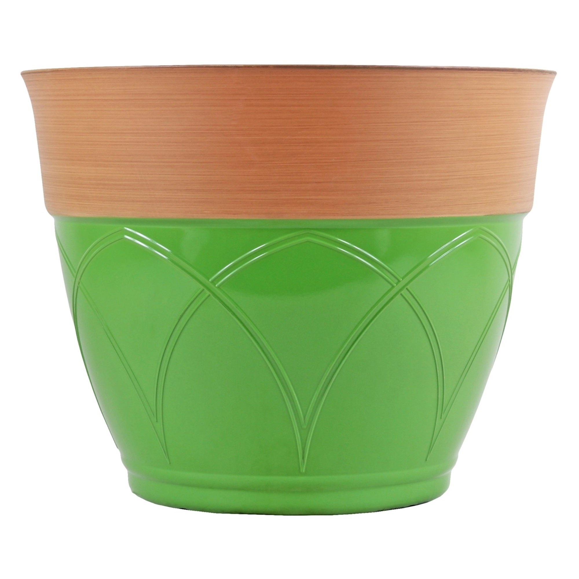 Garden Elements Colored Rim Large Plastic Planter, 15"