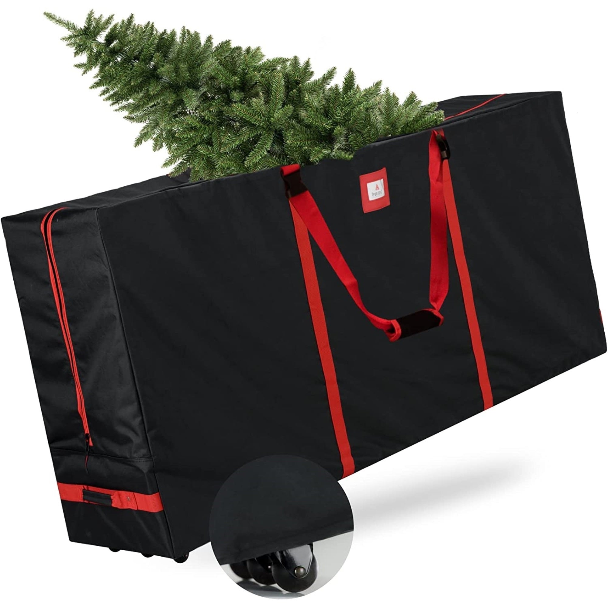 Tree Nest Rolling Christmas Tree Storage Bag for 9-foot Disassembled Artificial Christmas Tree, Waterproof - Black, Large