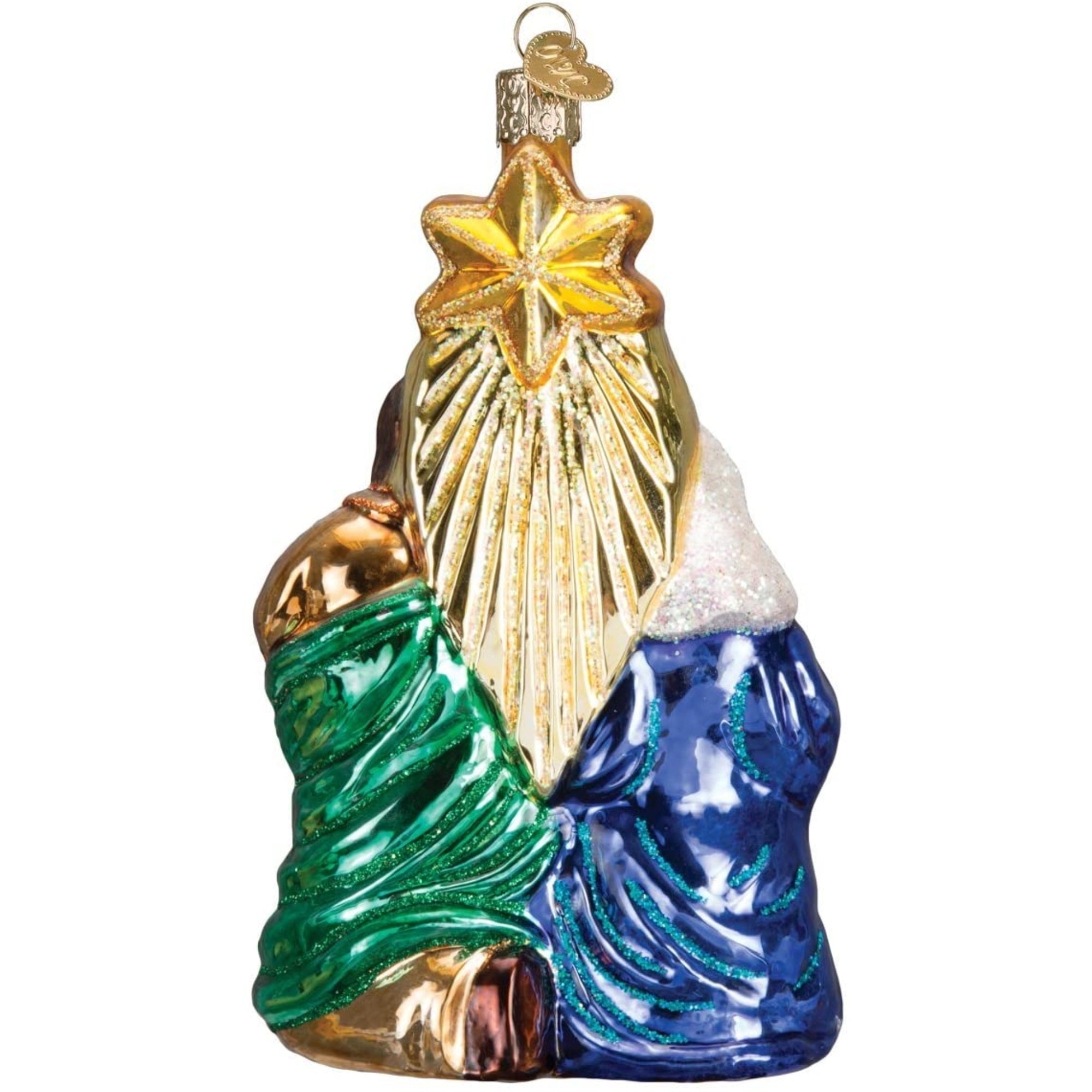 Old World Christmas Blown Glass Ornament for Christmas Tree, Holy Family with Star