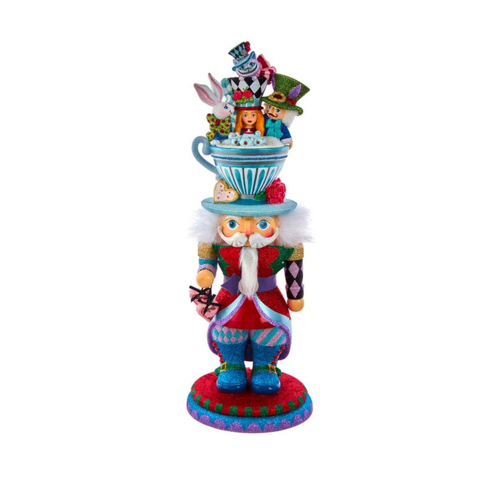 Kurt Adler Hollywood Alice Teacup Hat Nutcracker, 18"