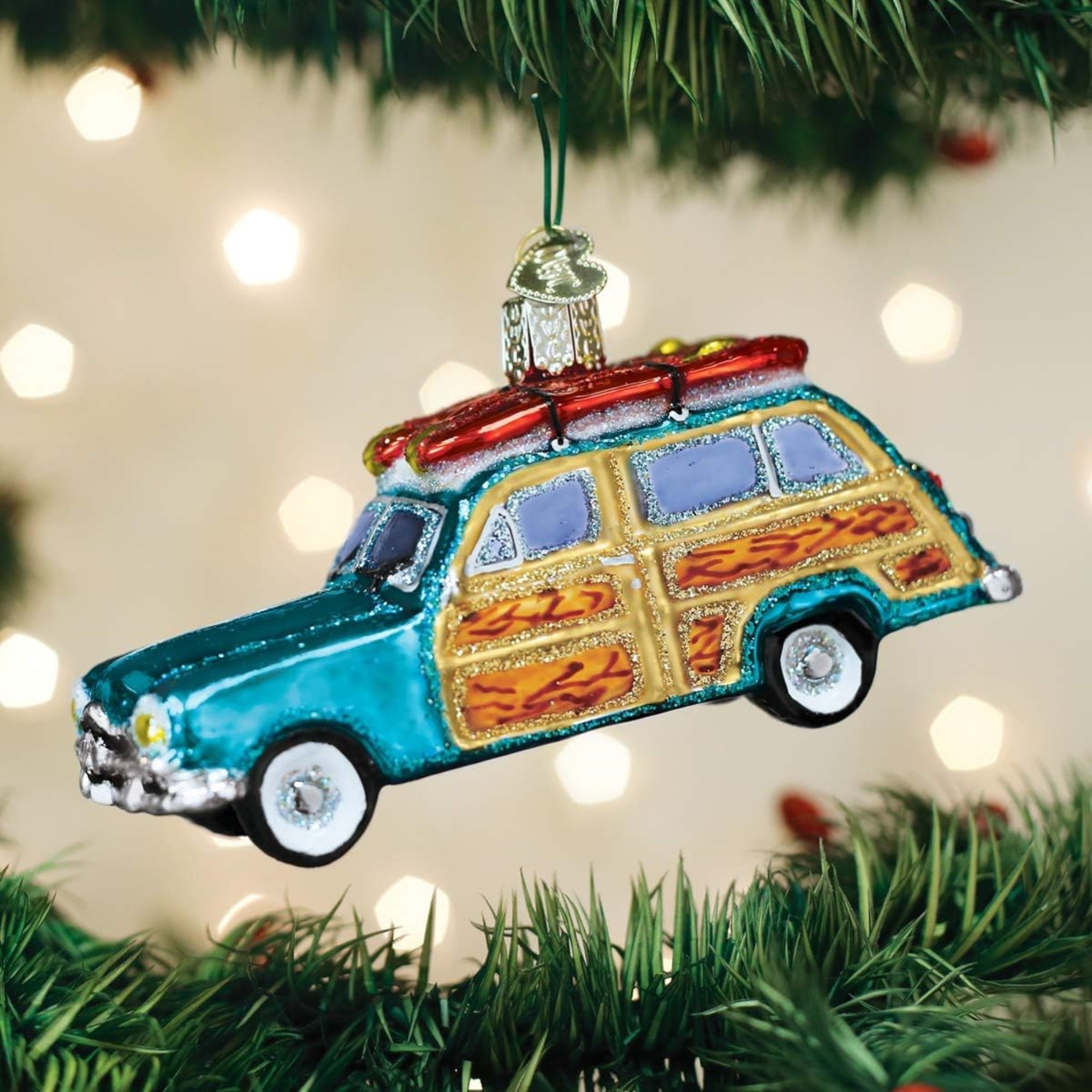 Old World Christmas Blown Glass Ornament for Christmas Tree, Surf's up Wagon