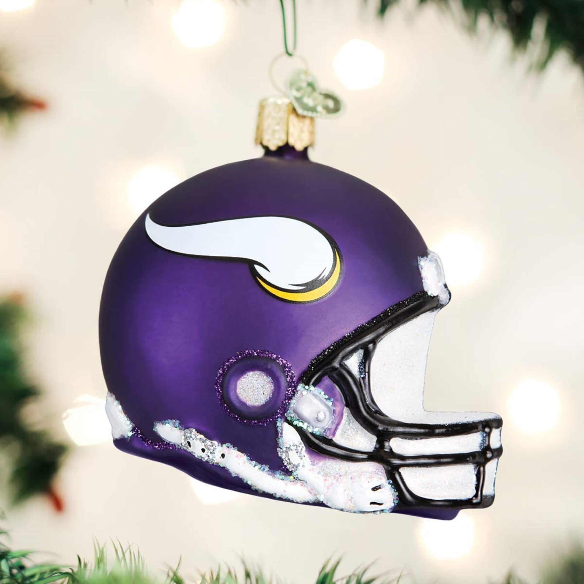 Old World Christmas Blown Glass Ornament for Christmas Tree, Minnesota Vikings Helmet