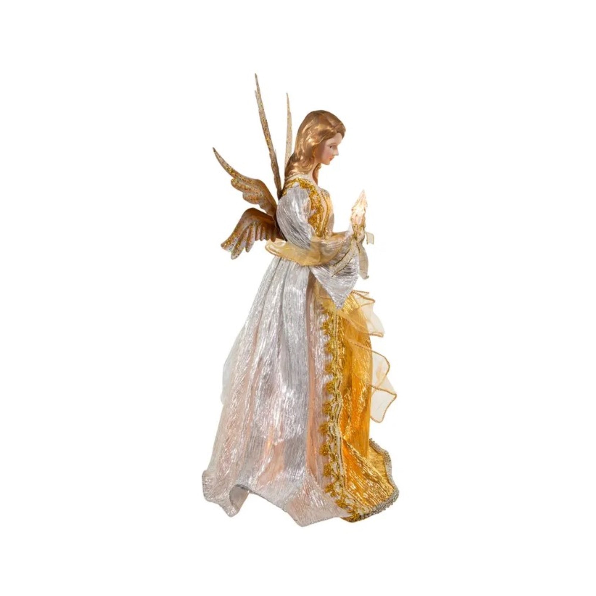 Kurt Adler UL 10-Light Silver and Gold Ombré Angel Treetop, 16in