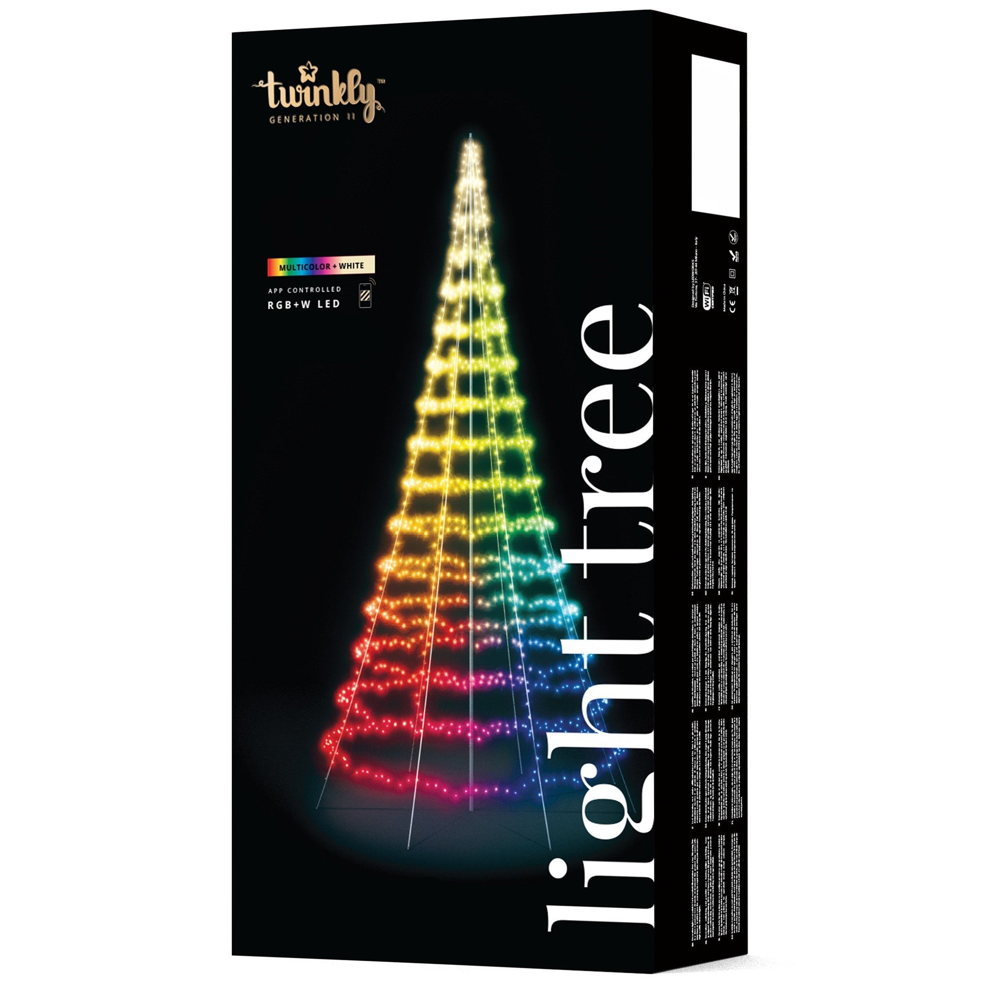 Twinkly App Controlled Black Wired Flag Pole Christmas Tree Outdoor Smart Home Lighting Decoration, Multicolor LED