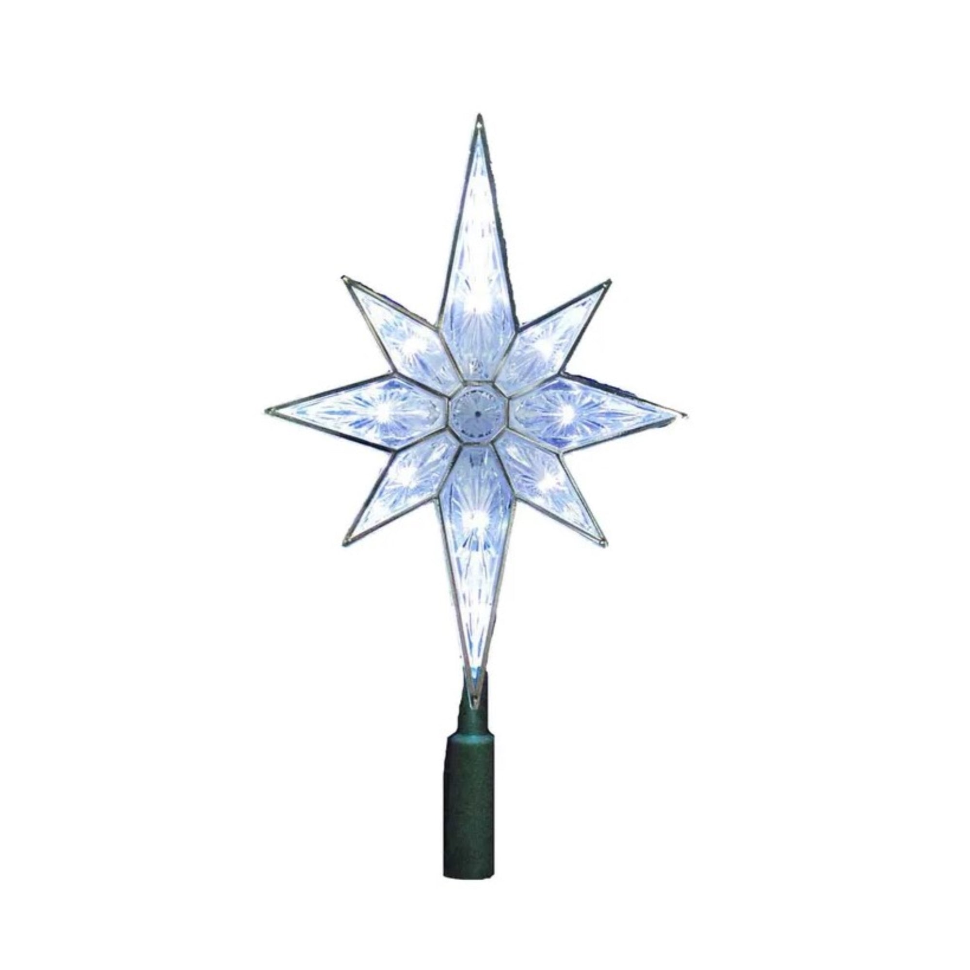 Kurt Adler 10-Light Clear LED Star Christmas Treetop, 10.5in