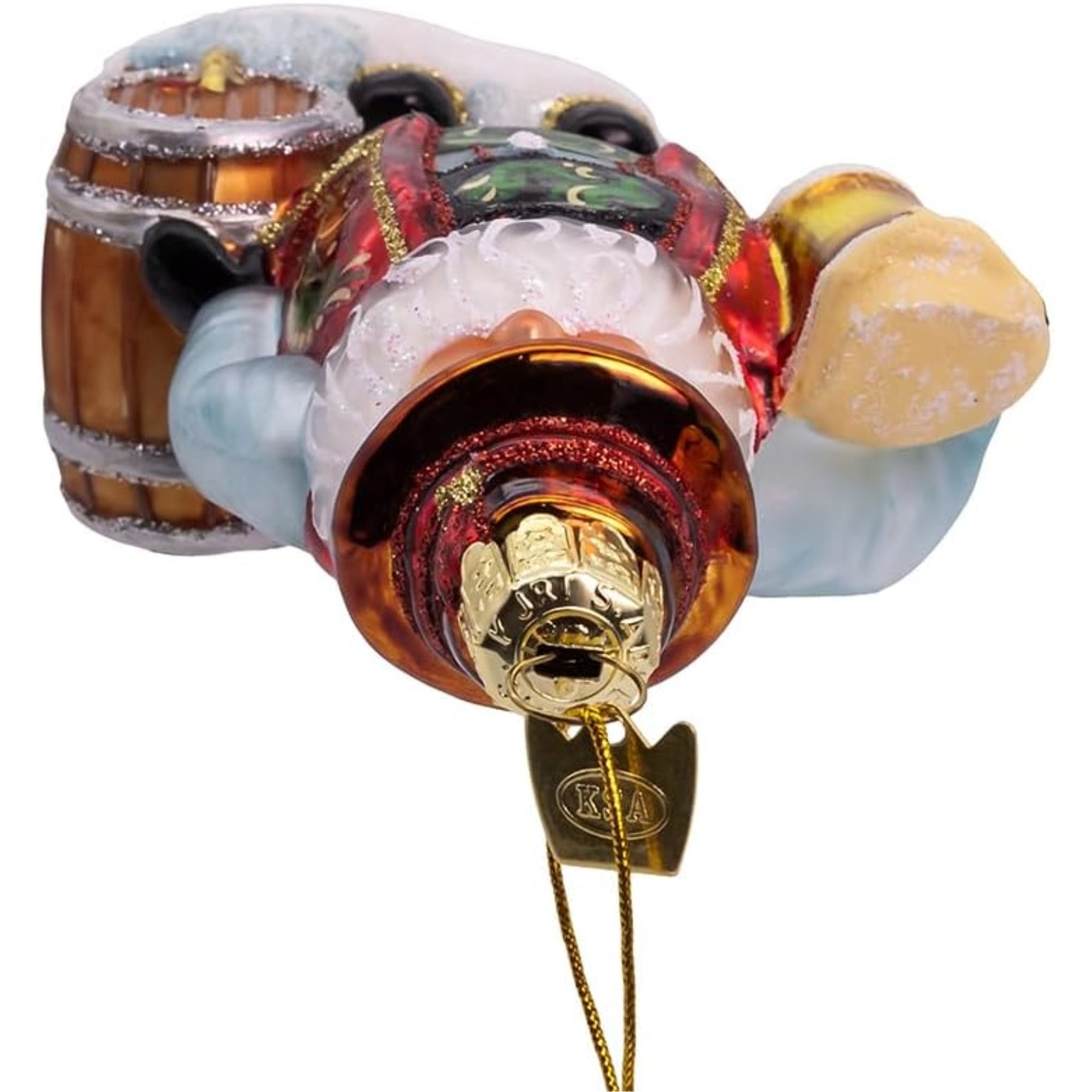 Kurt Adler Nobel Gems Collection Glass Christmas Ornament, German Beer Santa