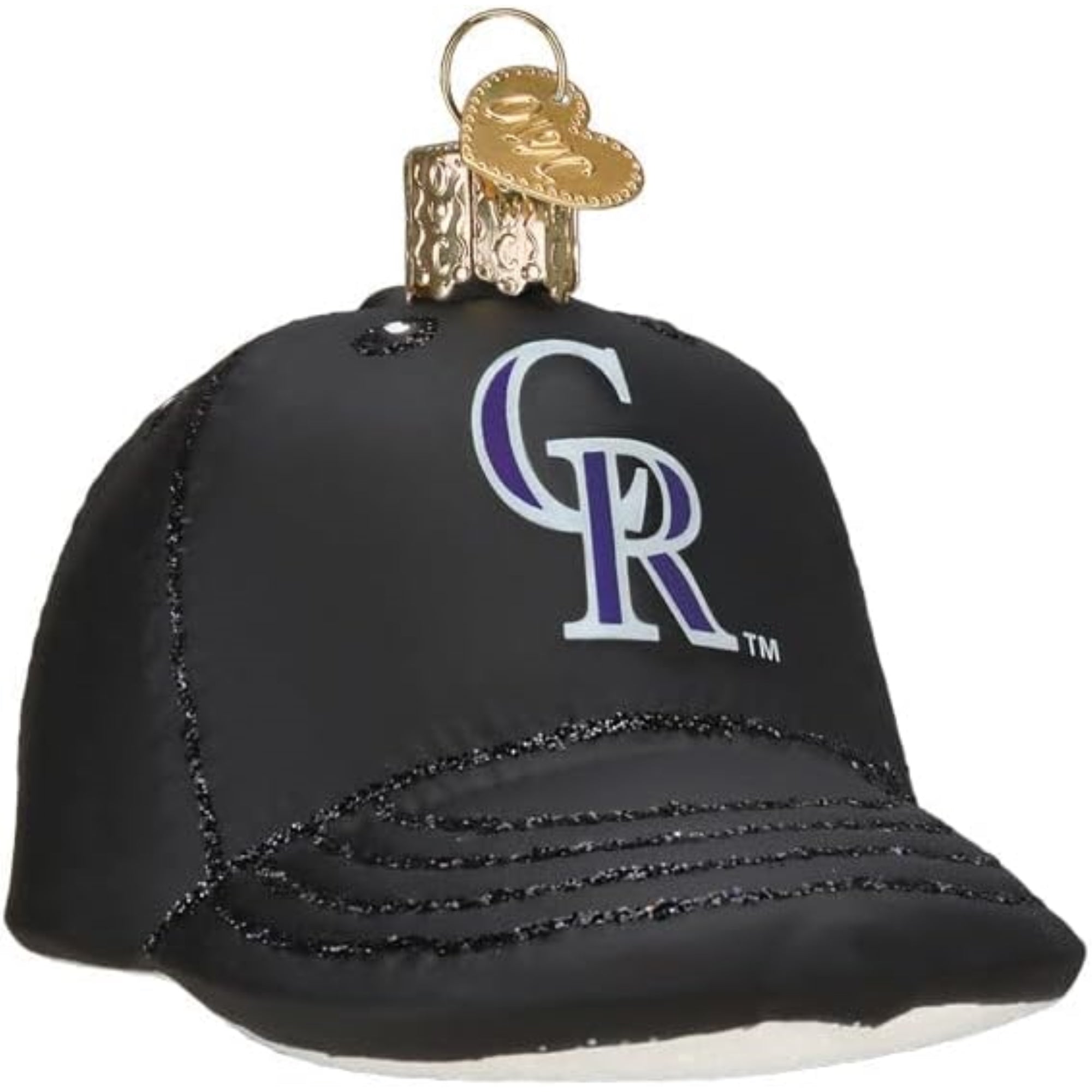 Old World Christmas Blown Glass Ornament for Christmas Tree, Colorado Rockies Baseball Cap (with OWC Gift Box)
