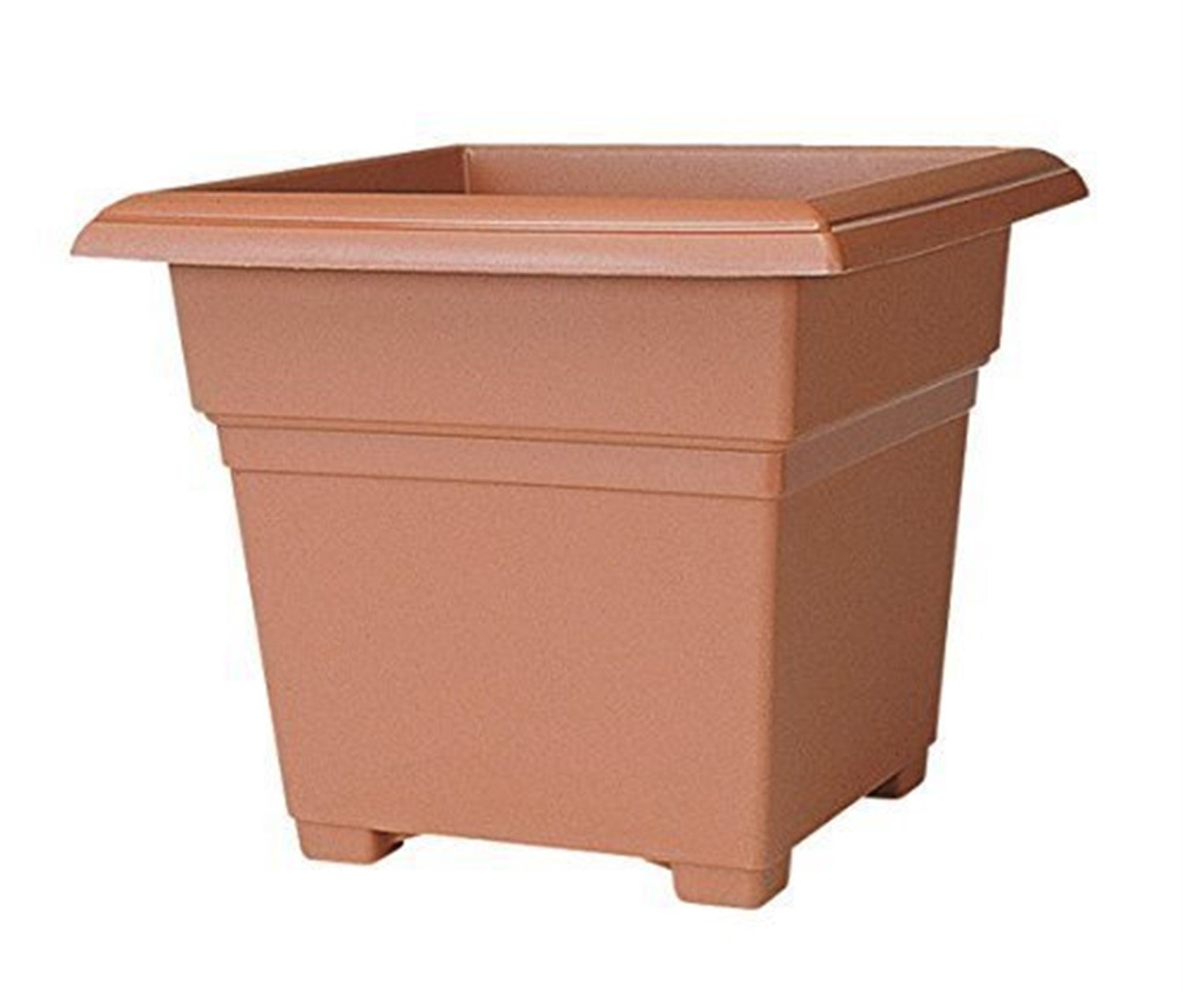 Novelty Square Flower Plastic Pot/Planter, Light Terracotta, 18"