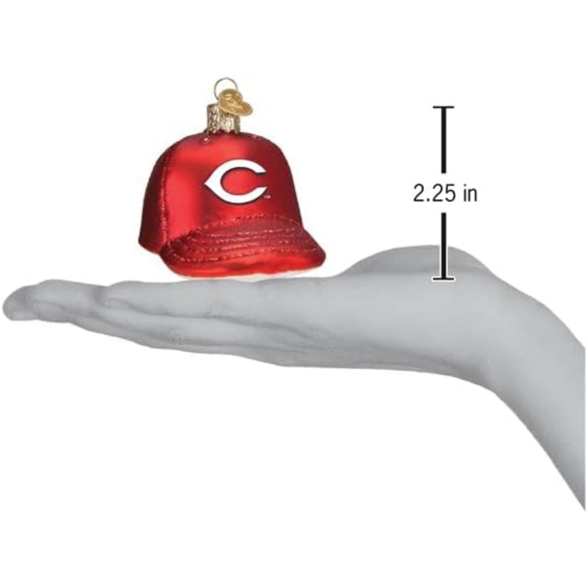 Old World Christmas Blown Glass Ornament for Christmas Tree, Cincinnati Reds Baseball Cap (with OWC Gift Box)