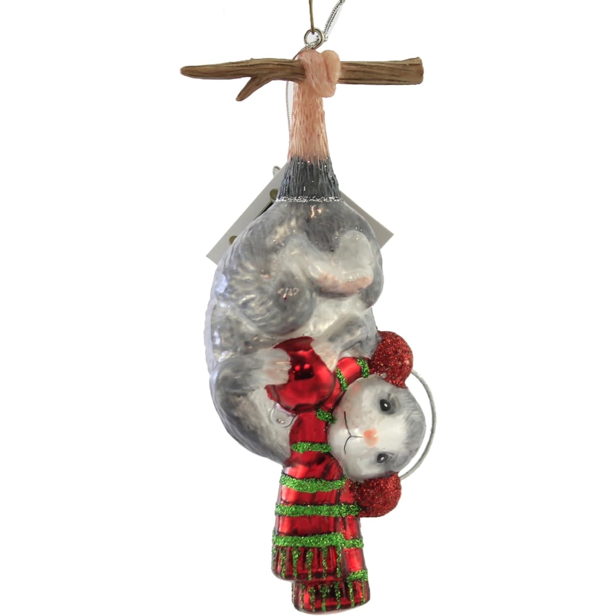 Kurt Adler Noble Gems Glass Christmas Ornament, Hanging Possum