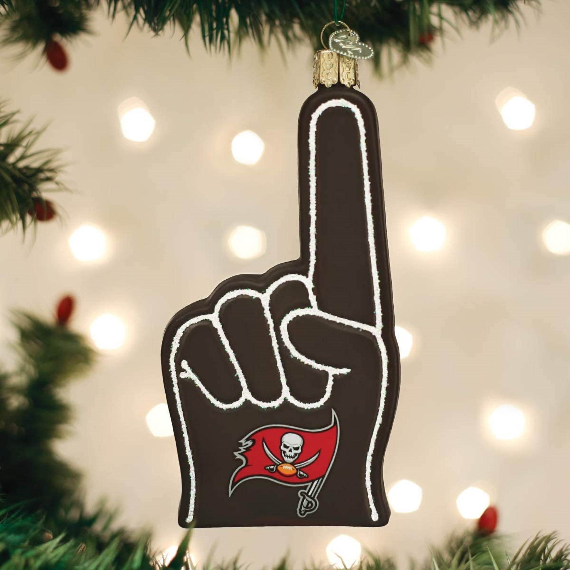 Old World Christmas Tampa Bay Buccaneers Foam Finger Ornament For Christmas Tree