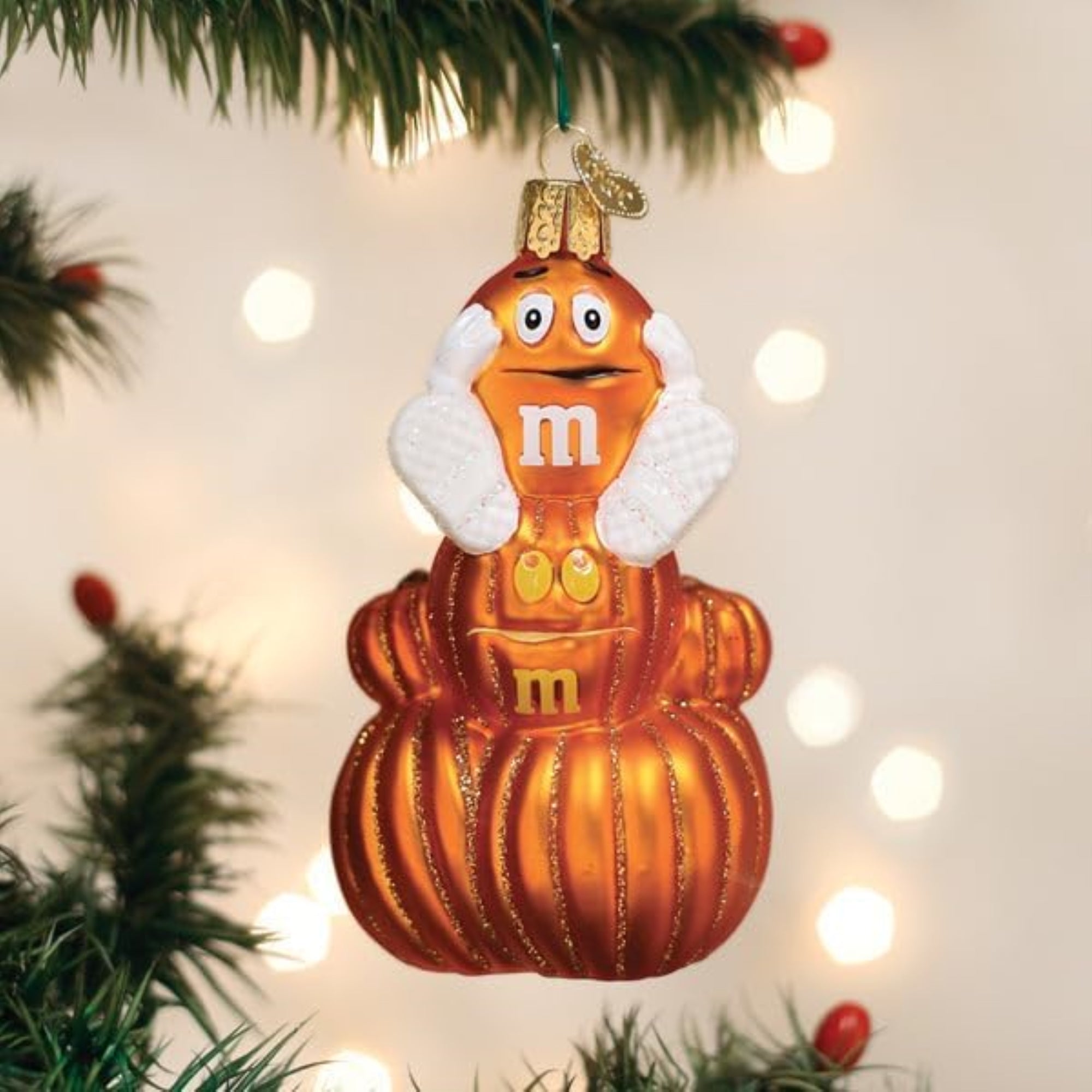 Old World Christmas Blown Glass Ornament for Christmas Tree, M&M'S Orange Autumn (with OWC Gift Box)