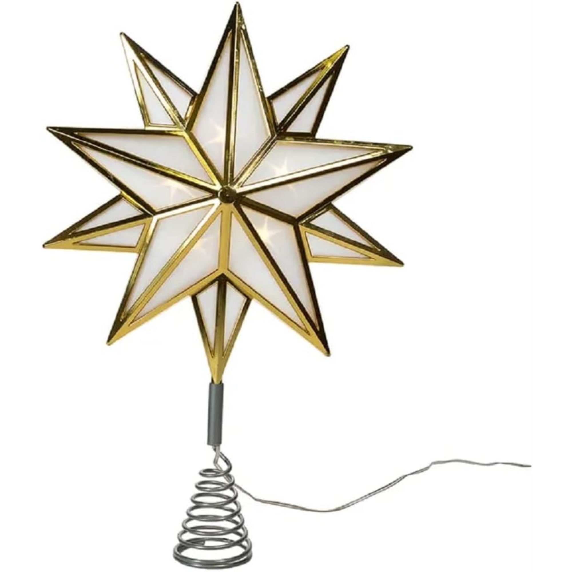 Kurt Adler 10-Light Warm White LED Gold Star Treetop, 15"